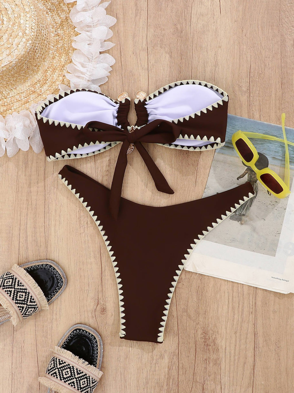 Lunel Scallop Bandeau Cutout Bikini Set