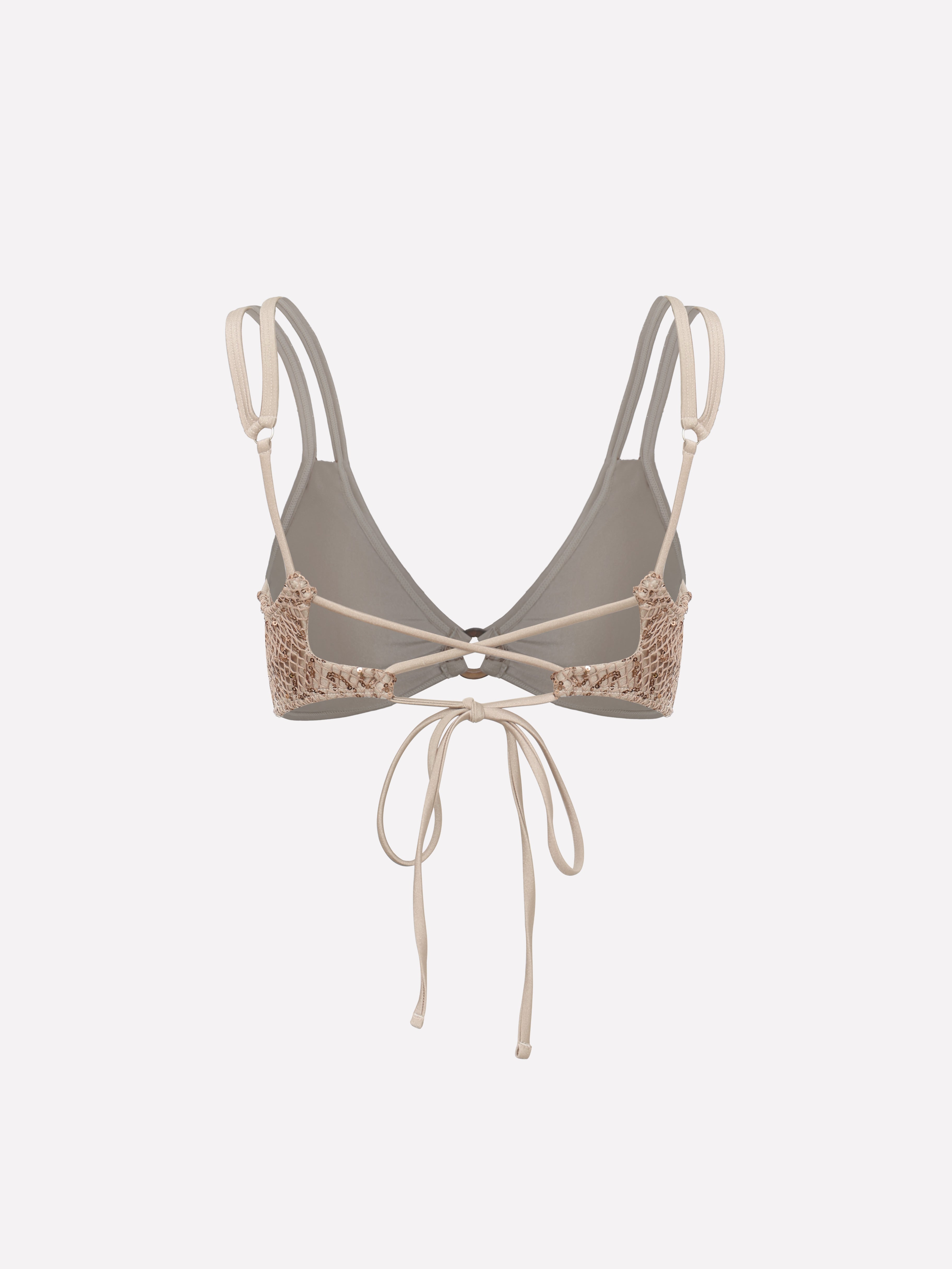Eirlys Sequin Mesh Cutout Bikini Top