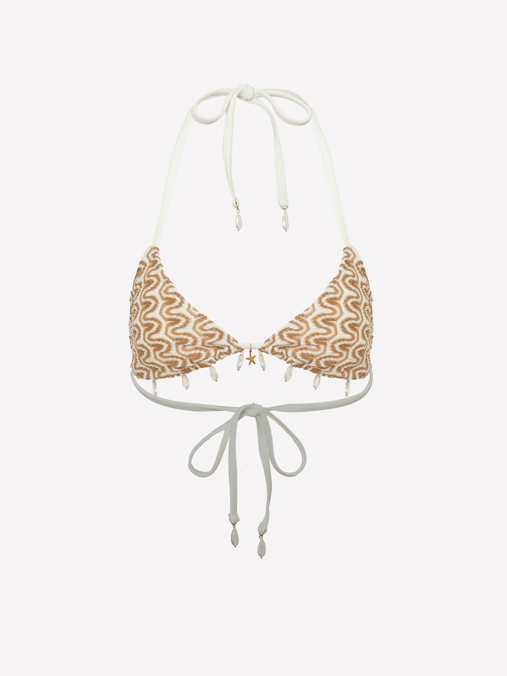 Pearl Charm Textured Jacquard Triangle Bikini Top