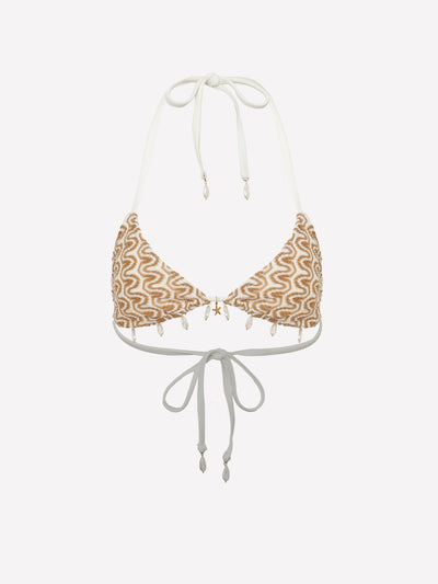 Pearl Charm Textured Jacquard Triangle Bikini Top