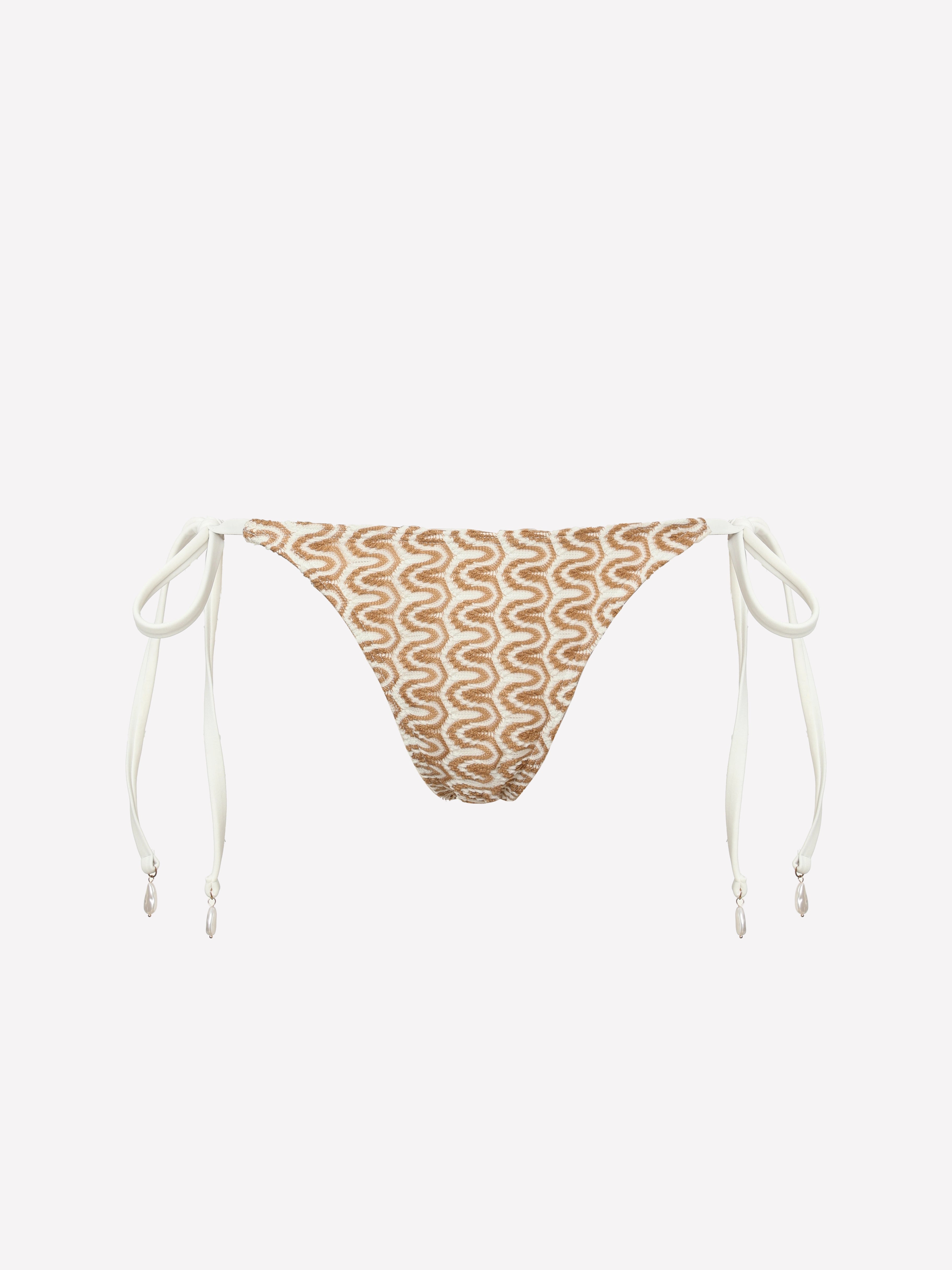 Textured Tie Side Low Rise Bikini Bottom