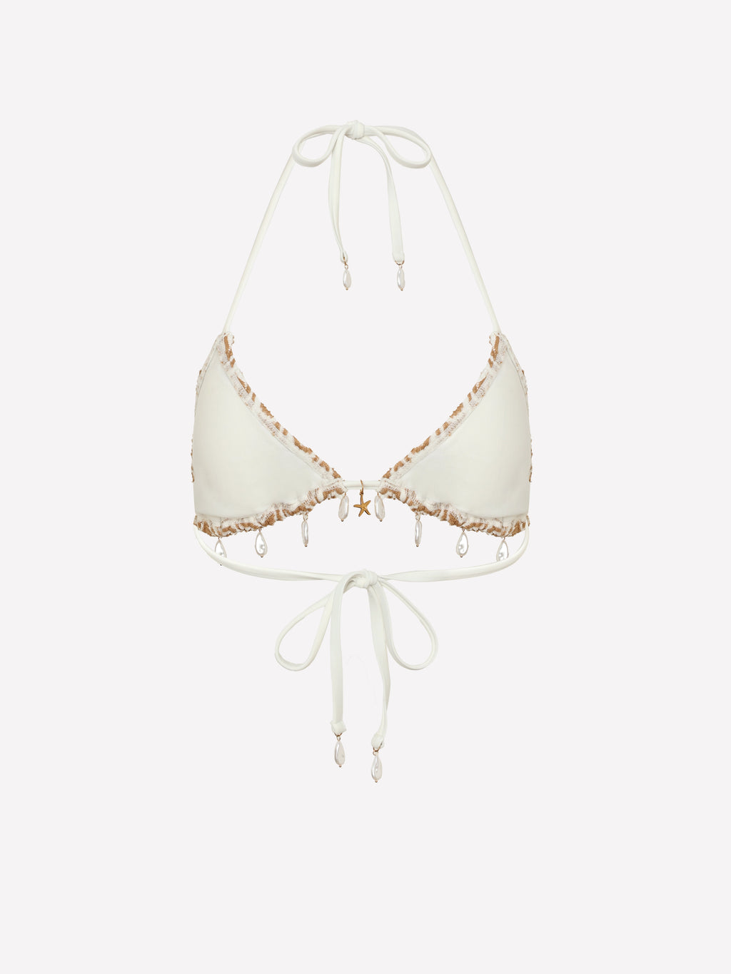 Pearl Charm Textured Jacquard Triangle Bikini Top