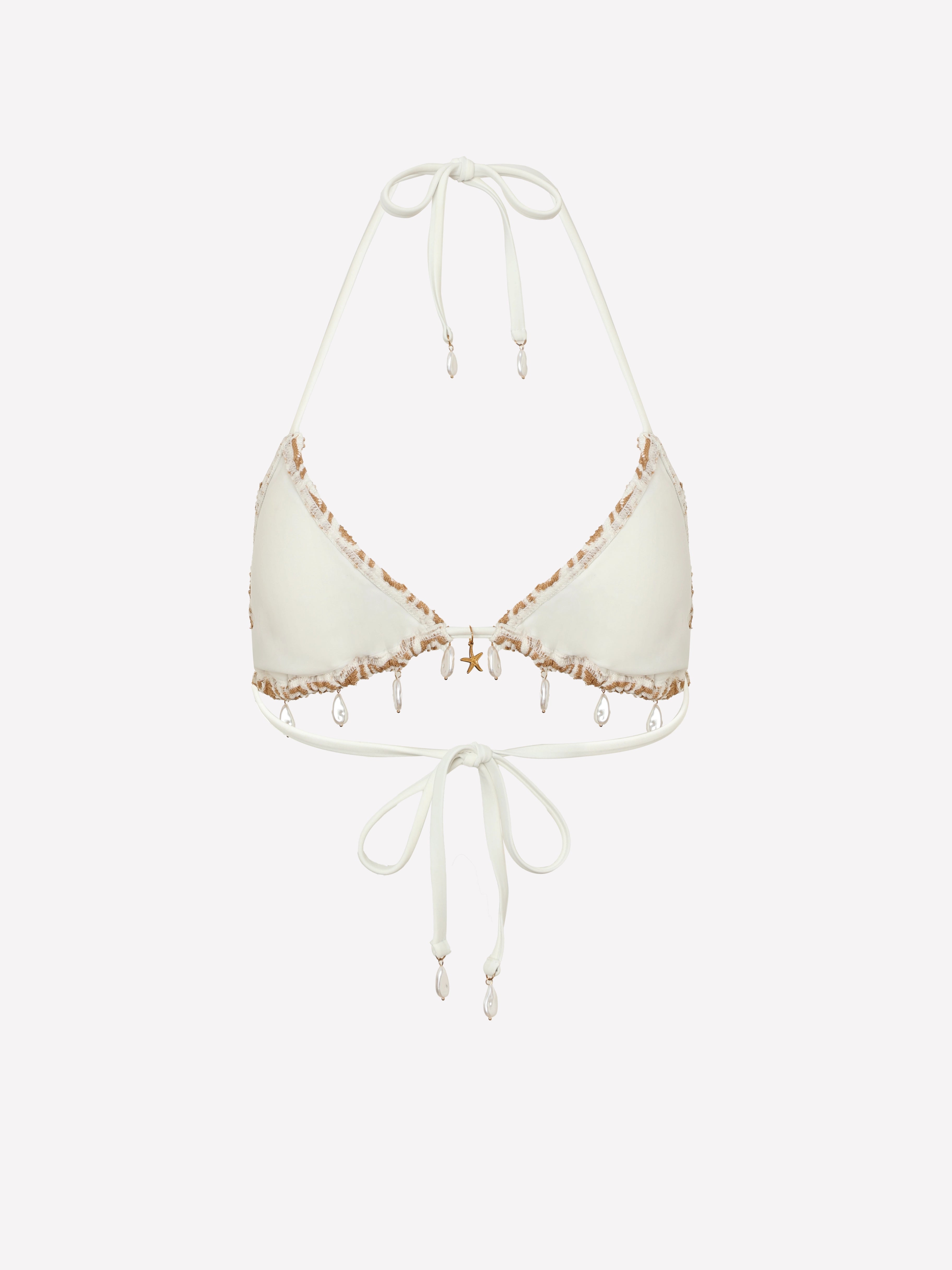 Pearl Charm Textured Jacquard Triangle Bikini Top