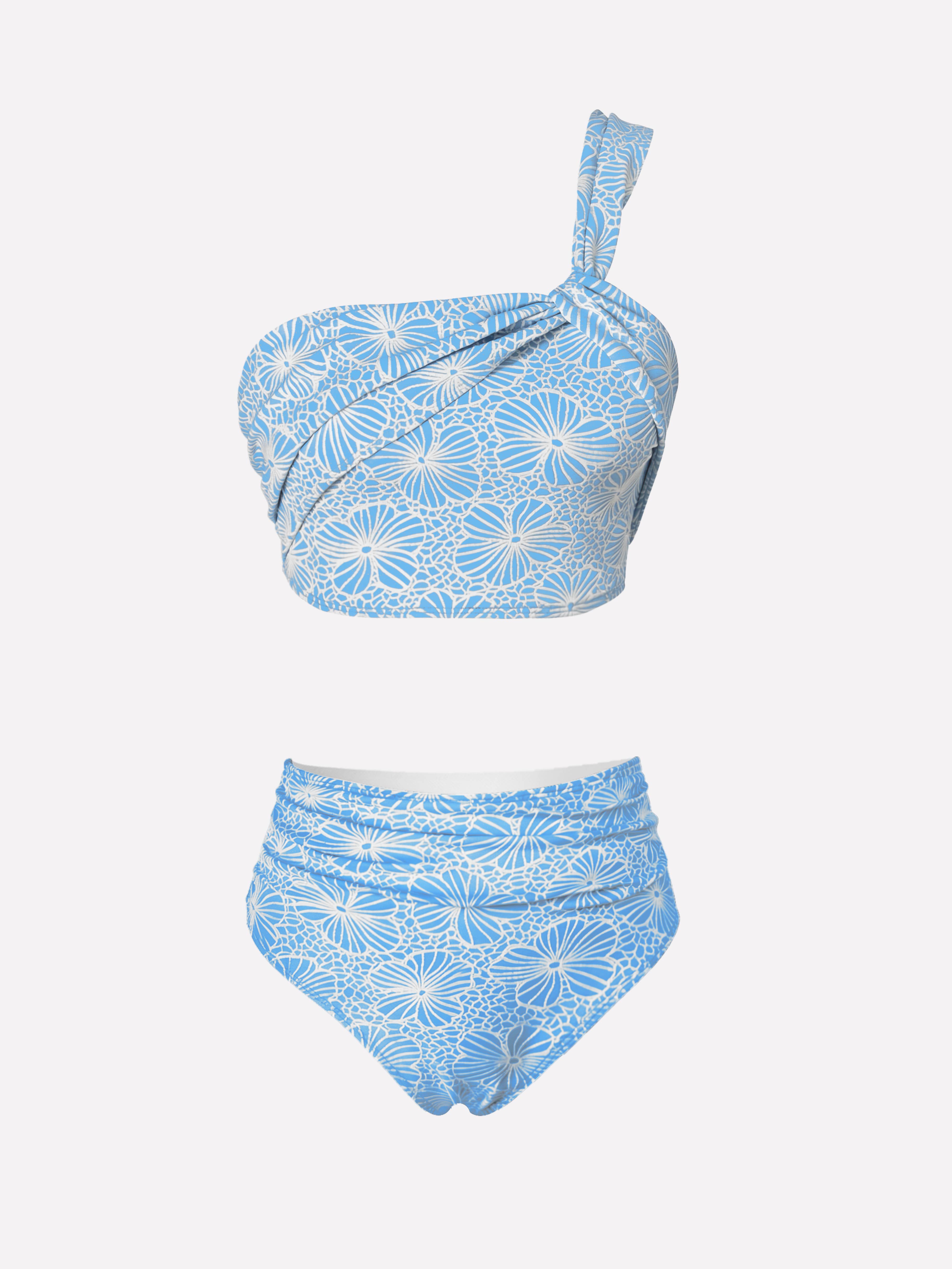 Fiora One-Shoulder Floral Bikini Set