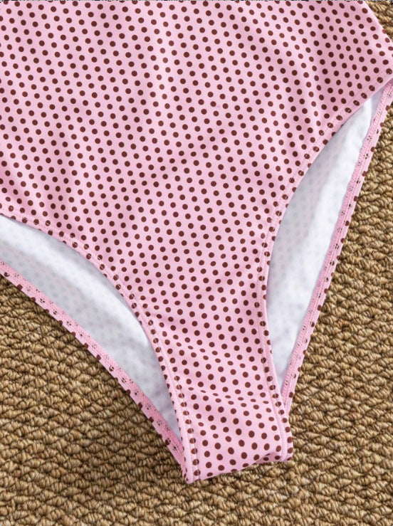 Sweet Lace-Trimmed Gingham Halter Monokini