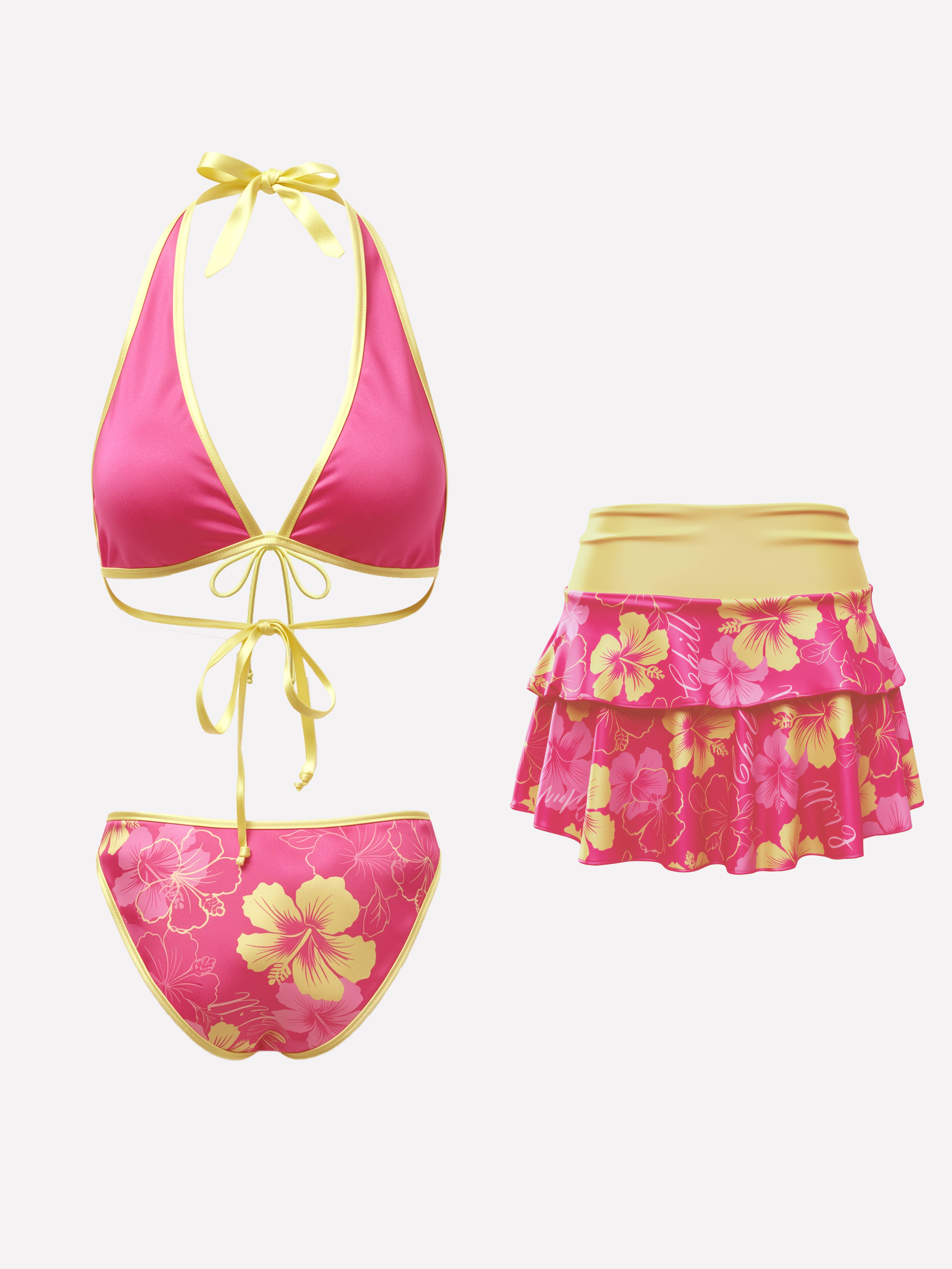 Roselle Floral Contrast Swim Set
