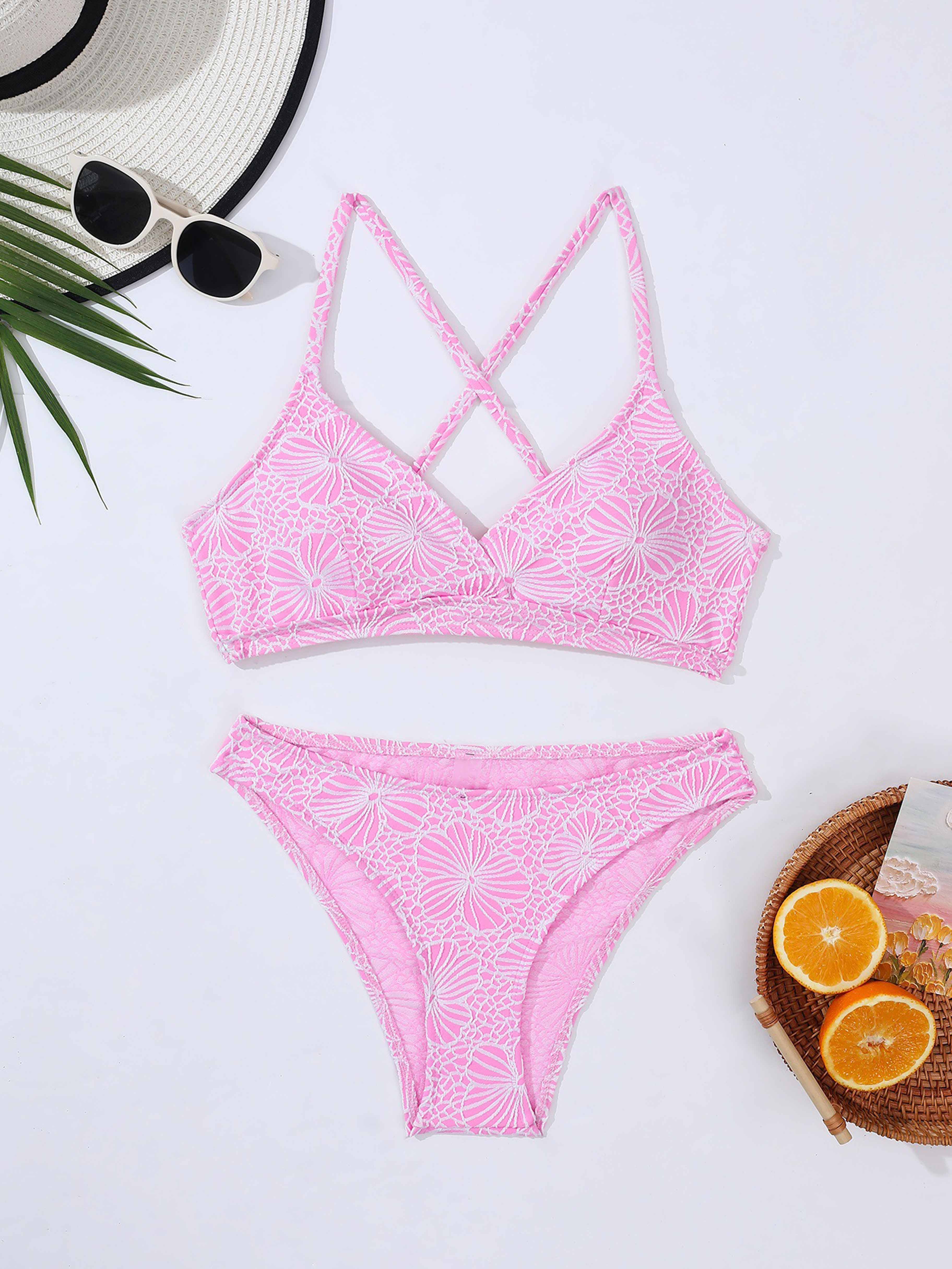 Fiora Cross-Back Floral Bikini Set