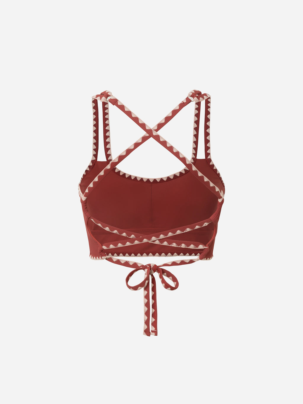 Serra Contrast Scalloped Tankini Top-Brick Red