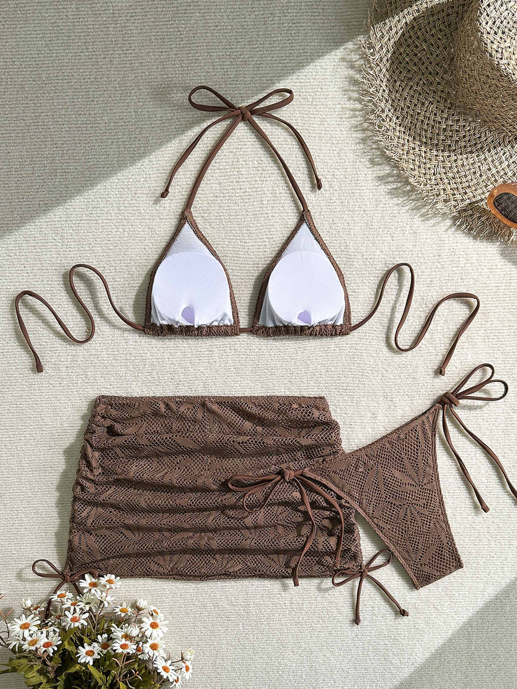 Nerina Leaf Cutout 3-Piece Swim Set