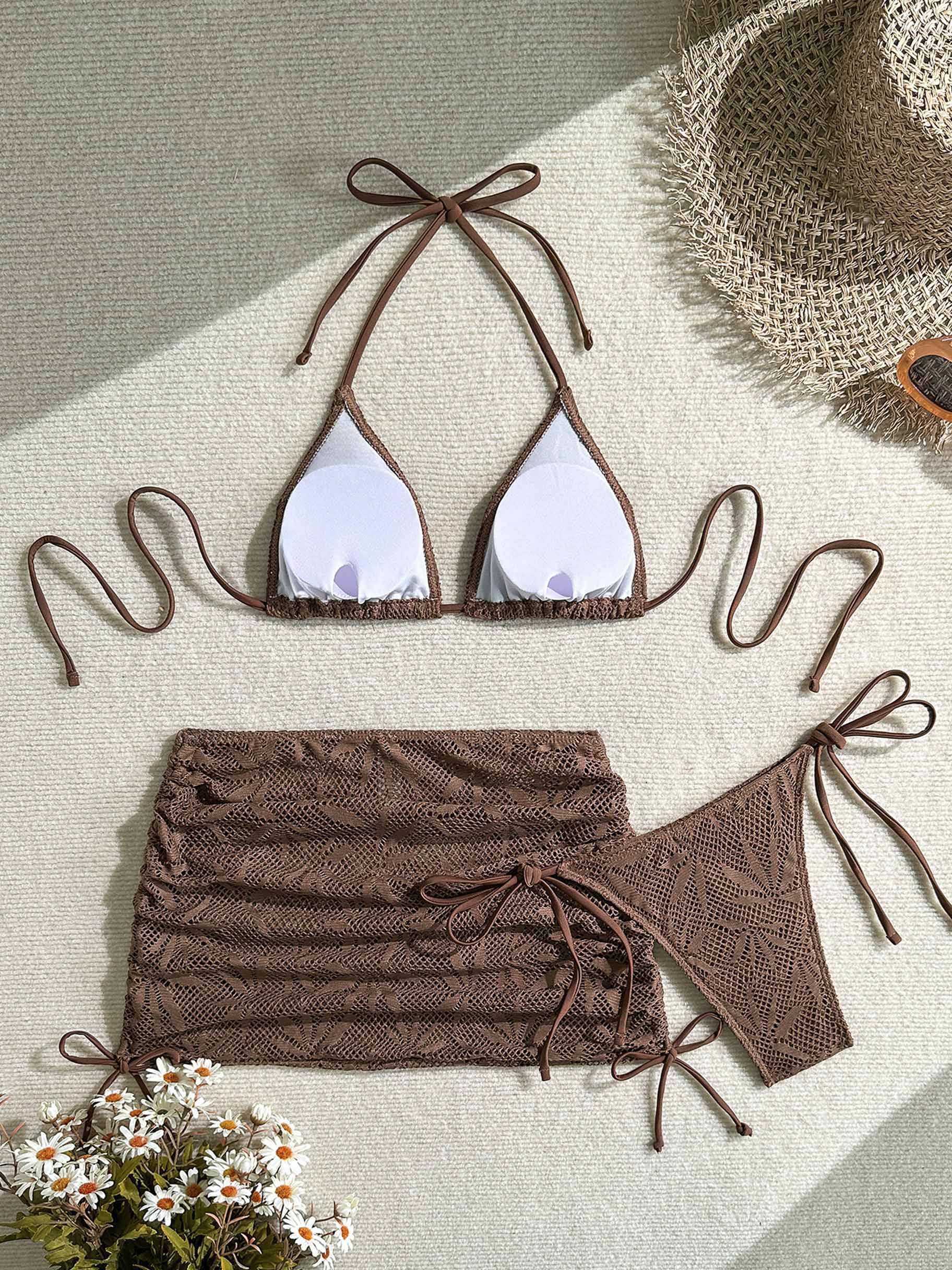 Nerina Leaf Cutout 3-Piece Swim Set