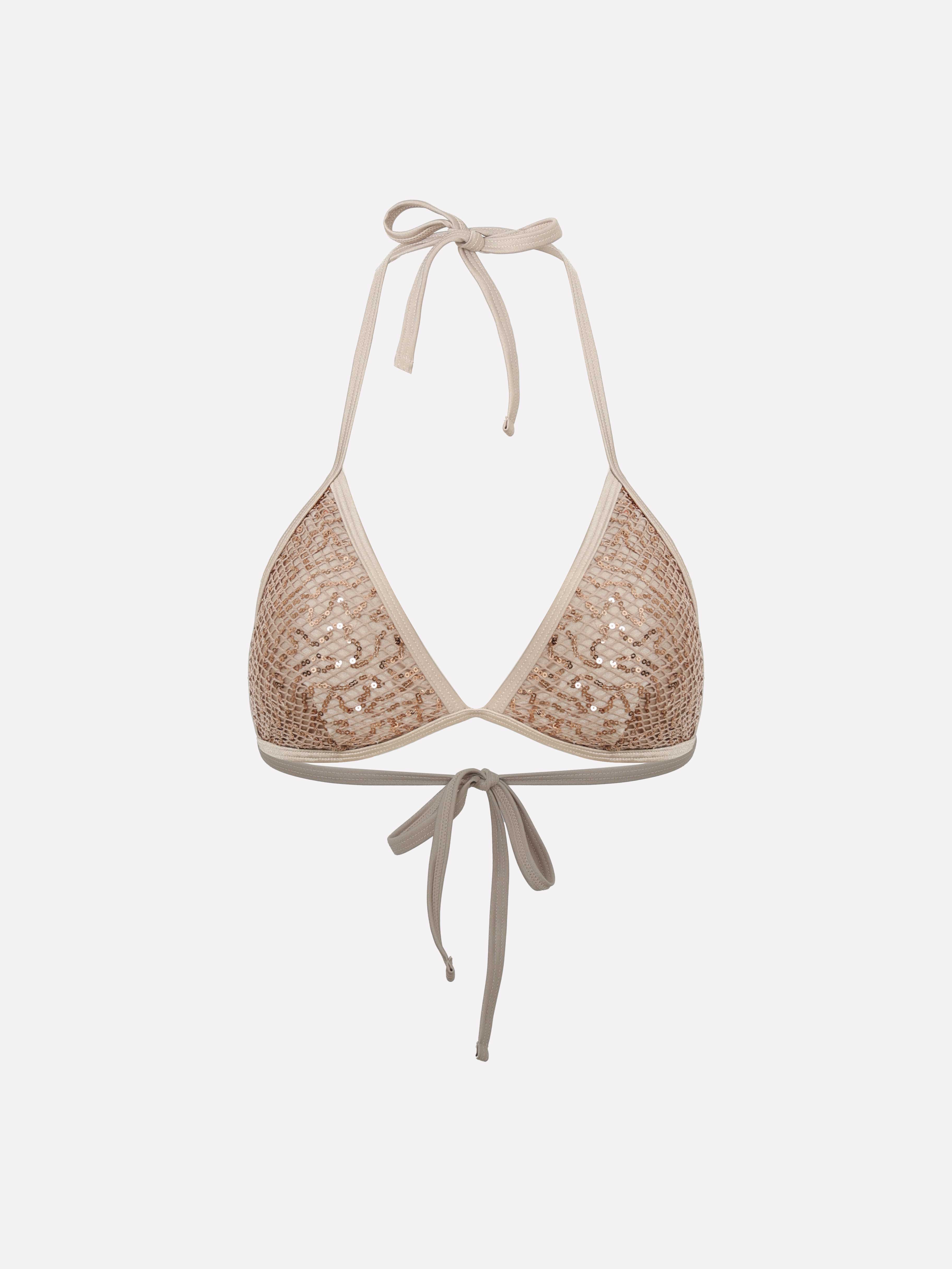 Eirlys Sequin Mesh Halter Bikini Top