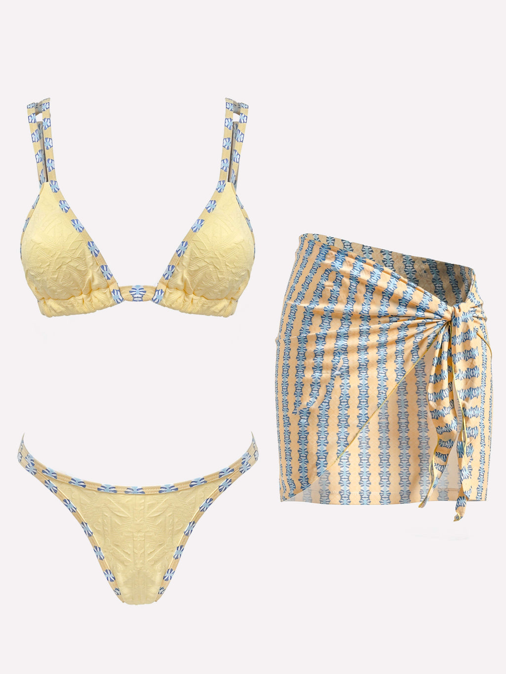 Seluna Tribal Contrast 3-Piece Bikini Set
