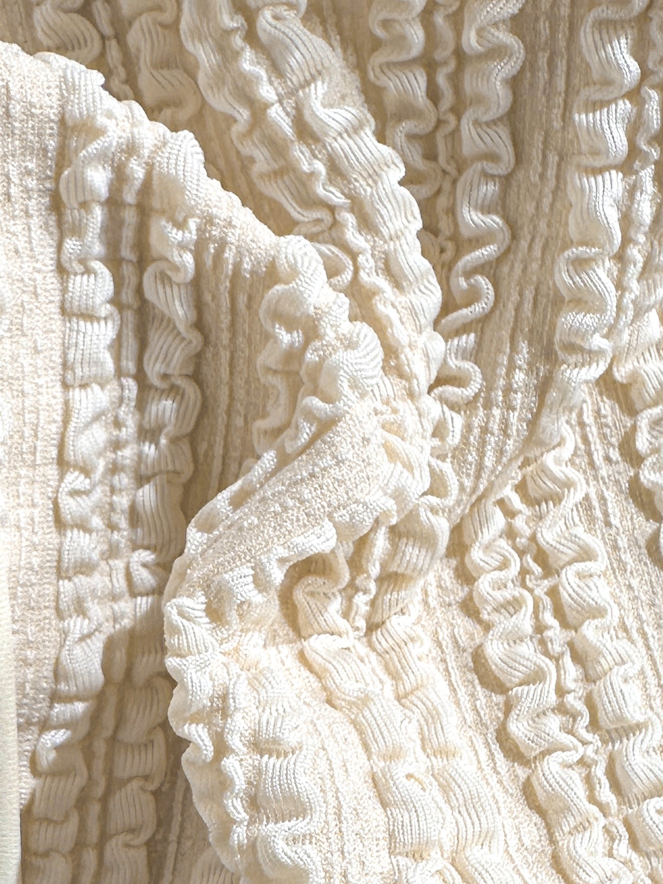 Cream Ribbed Knit String Bikini Set