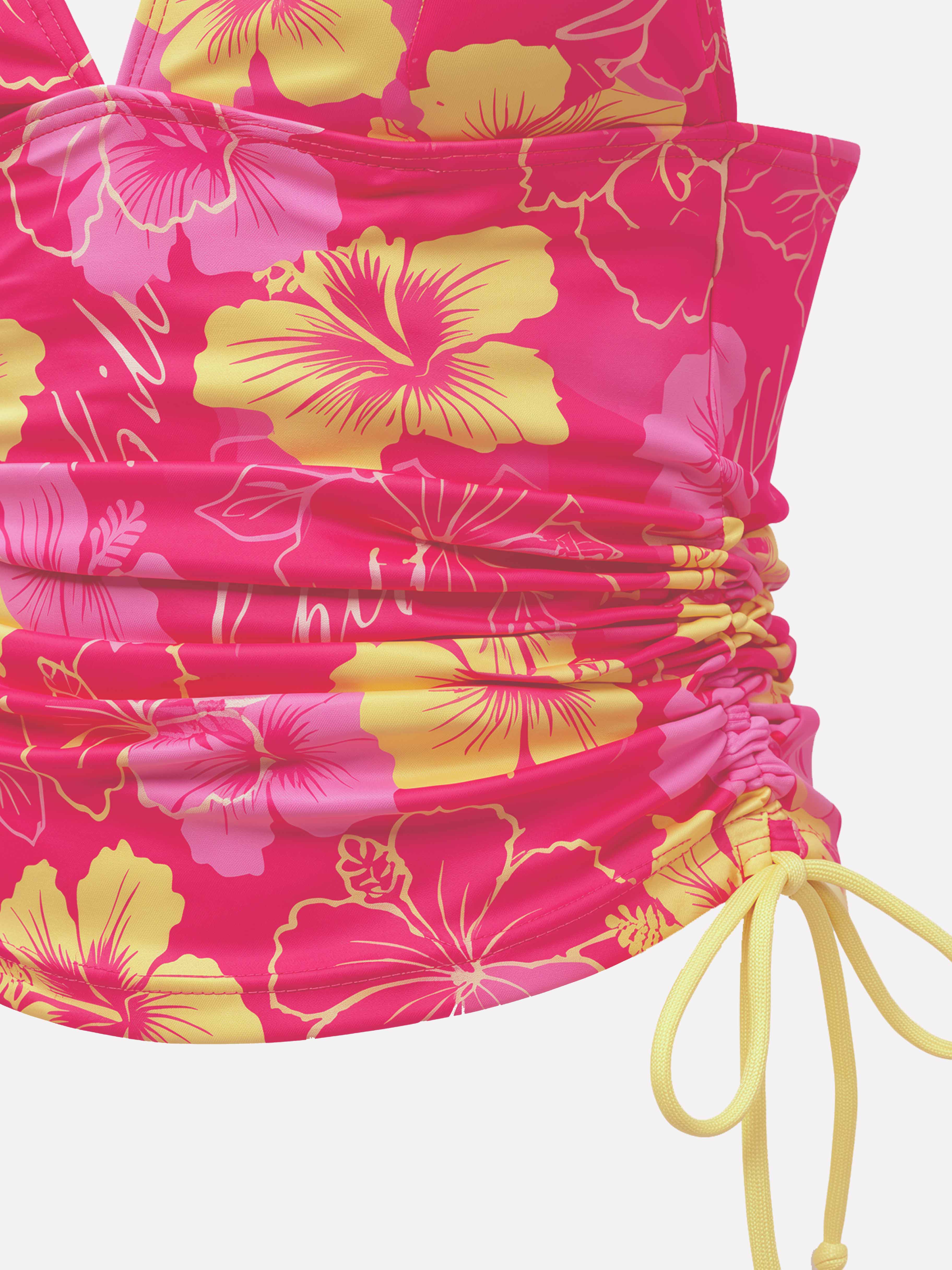 Roselle Floral Halter Tankini Set