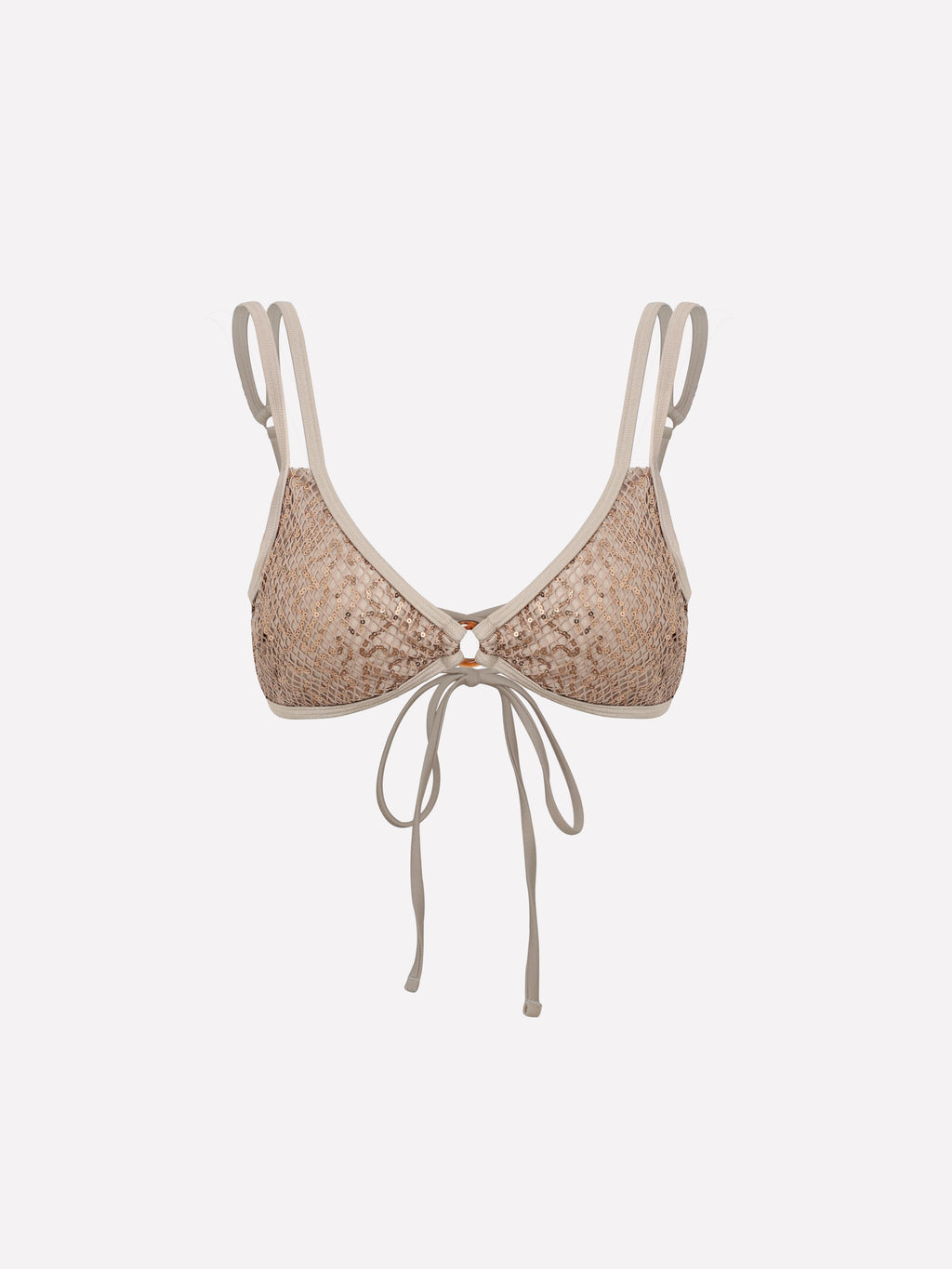Eirlys Sequin Mesh Cutout Bikini Top
