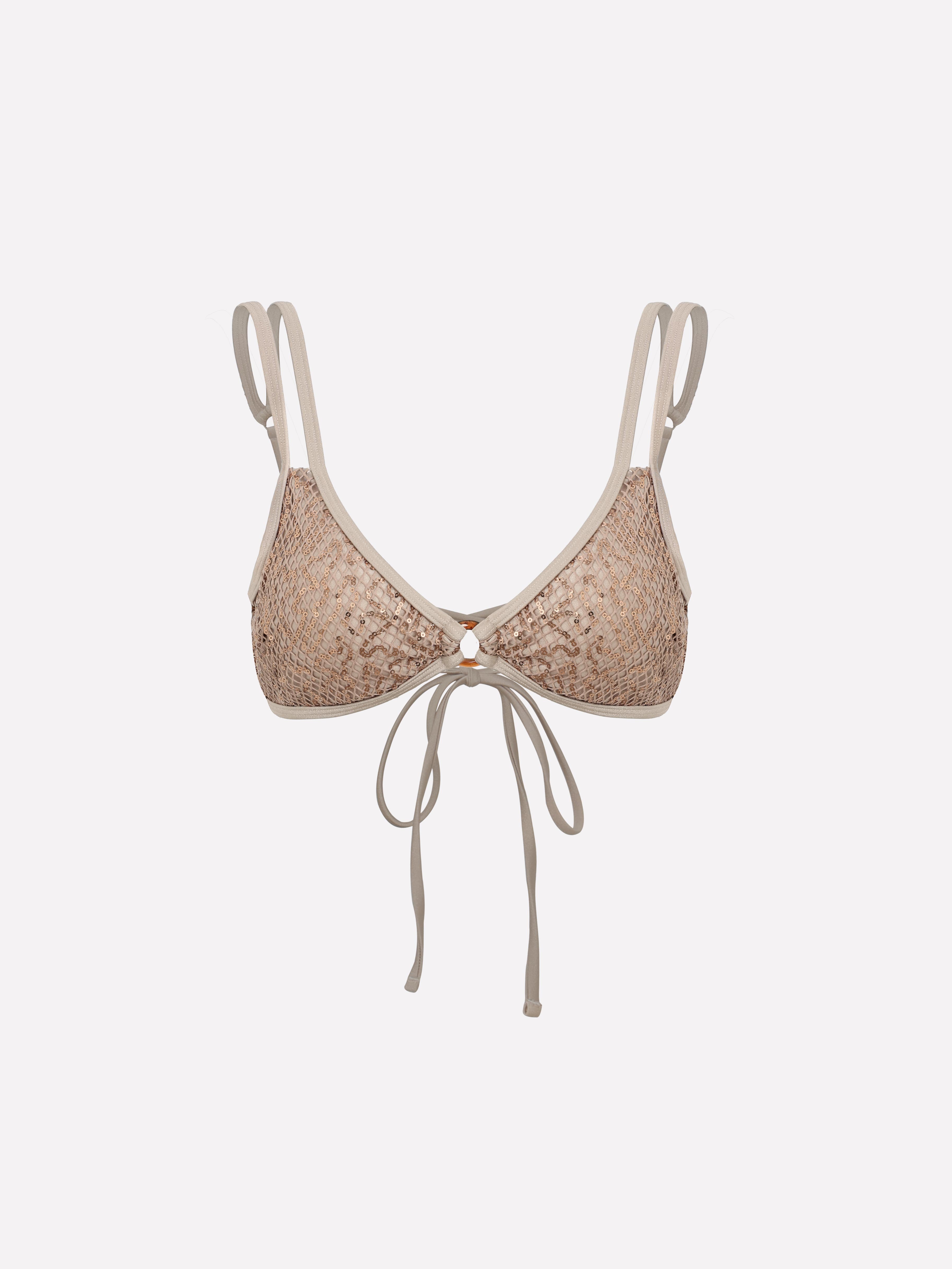 Eirlys Sequin Mesh Cutout Bikini Top