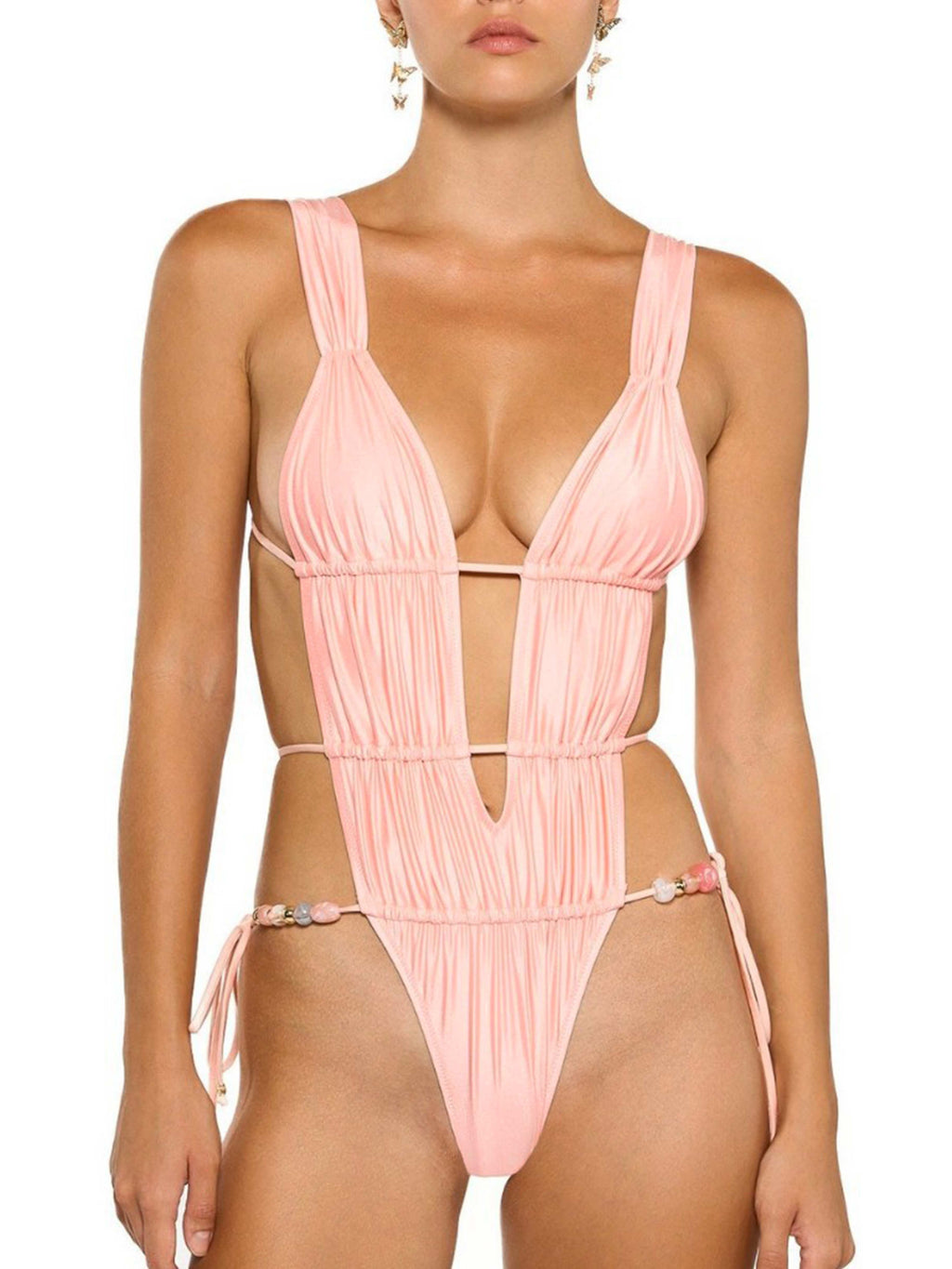 Lunel Ruched Deep V One-Piece Swimsuit