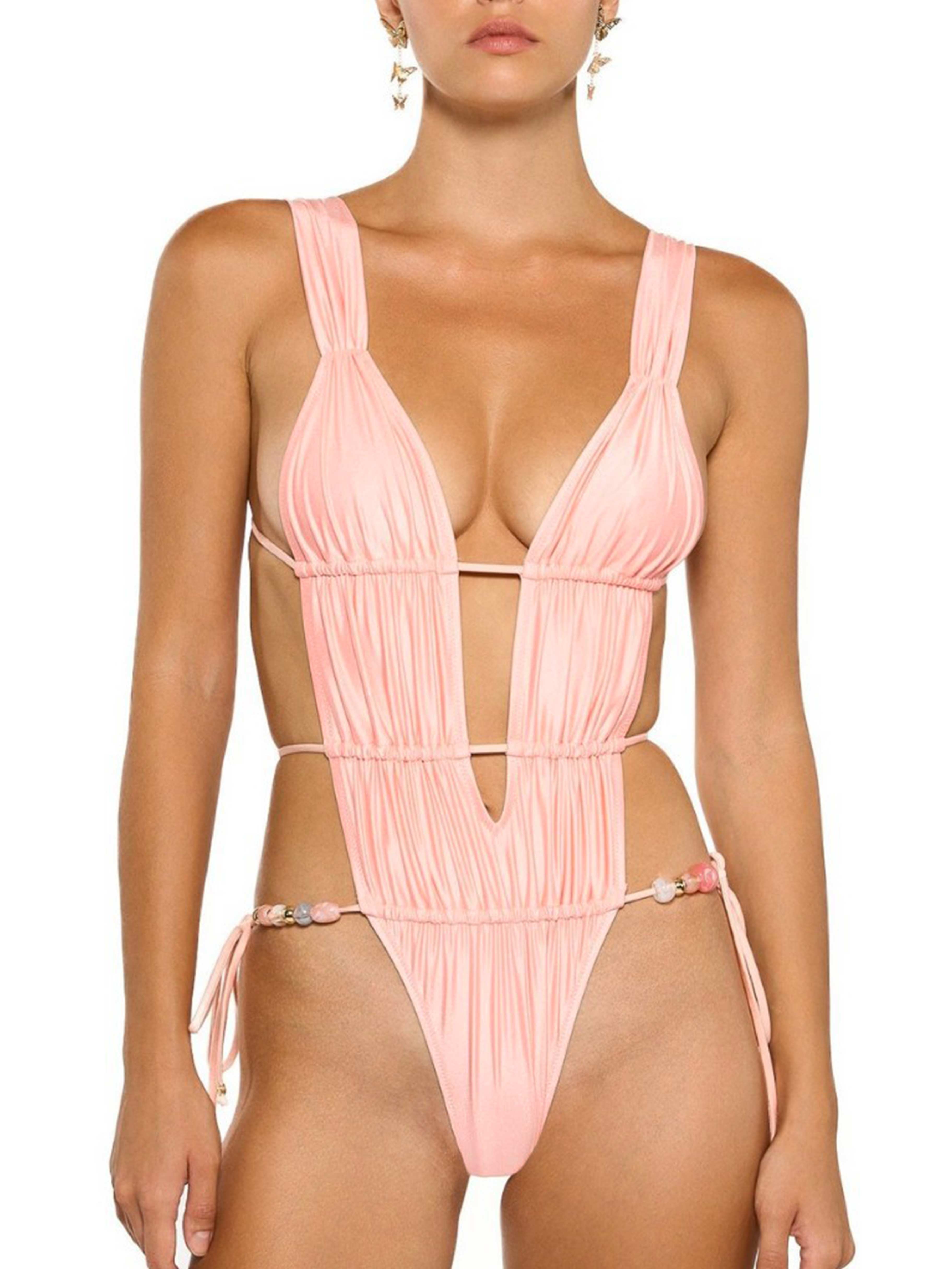 Lunel Ruched Deep V One-Piece Swimsuit