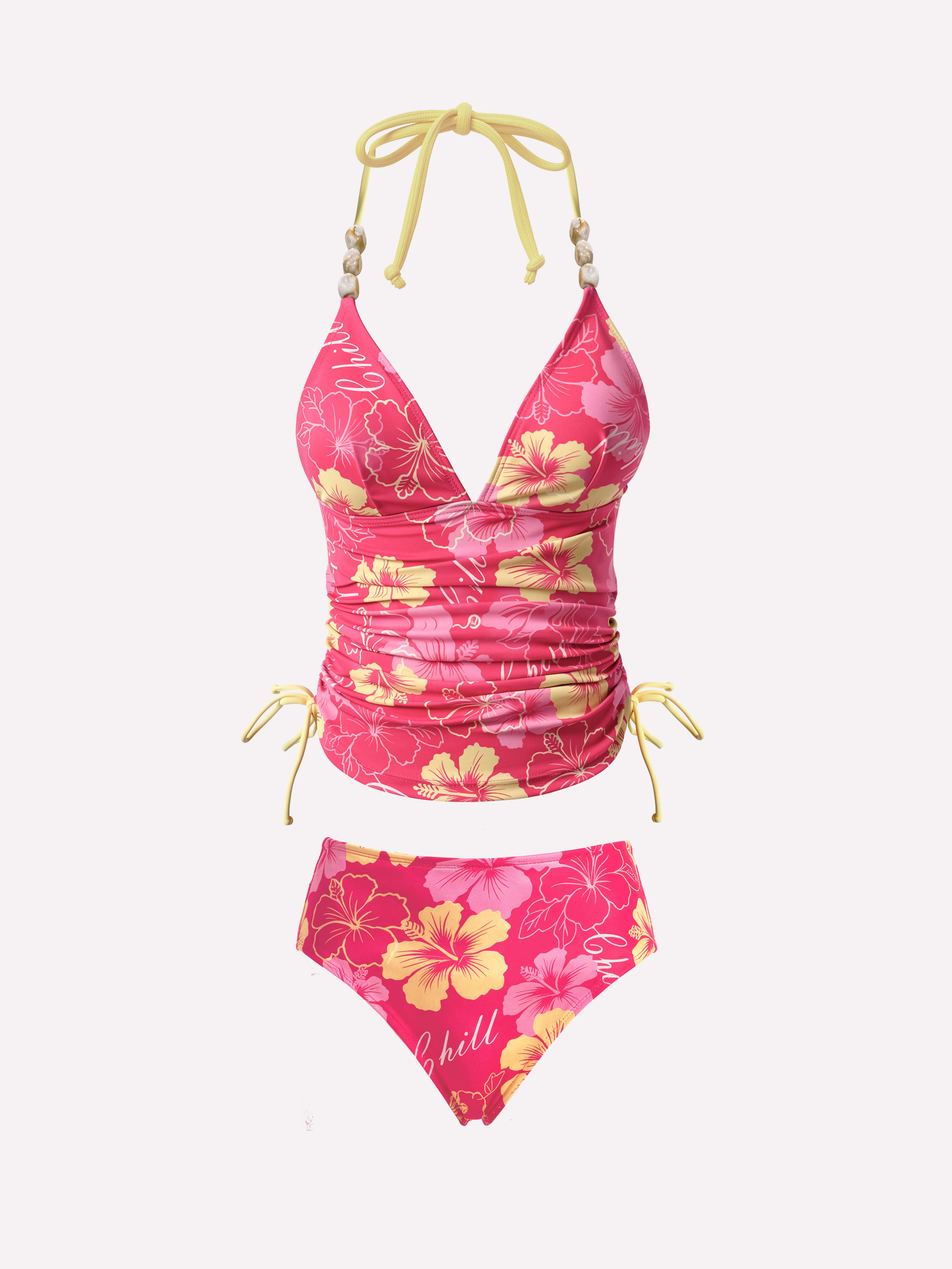 Roselle Floral Halter Tankini Set