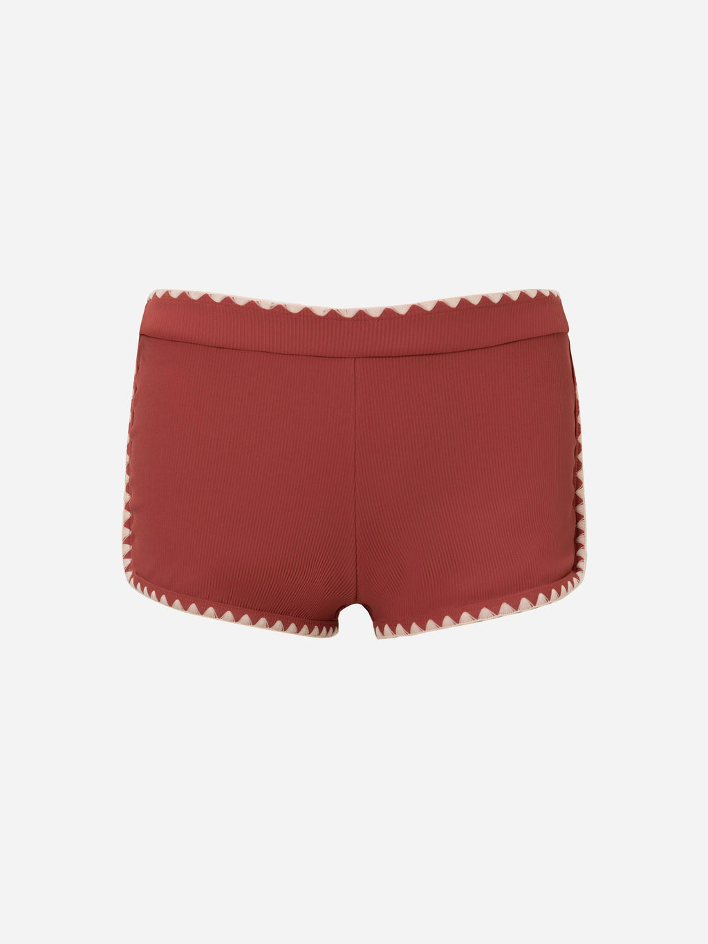 Serra Contrast Scalloped Tankini Bottom-Brick Red