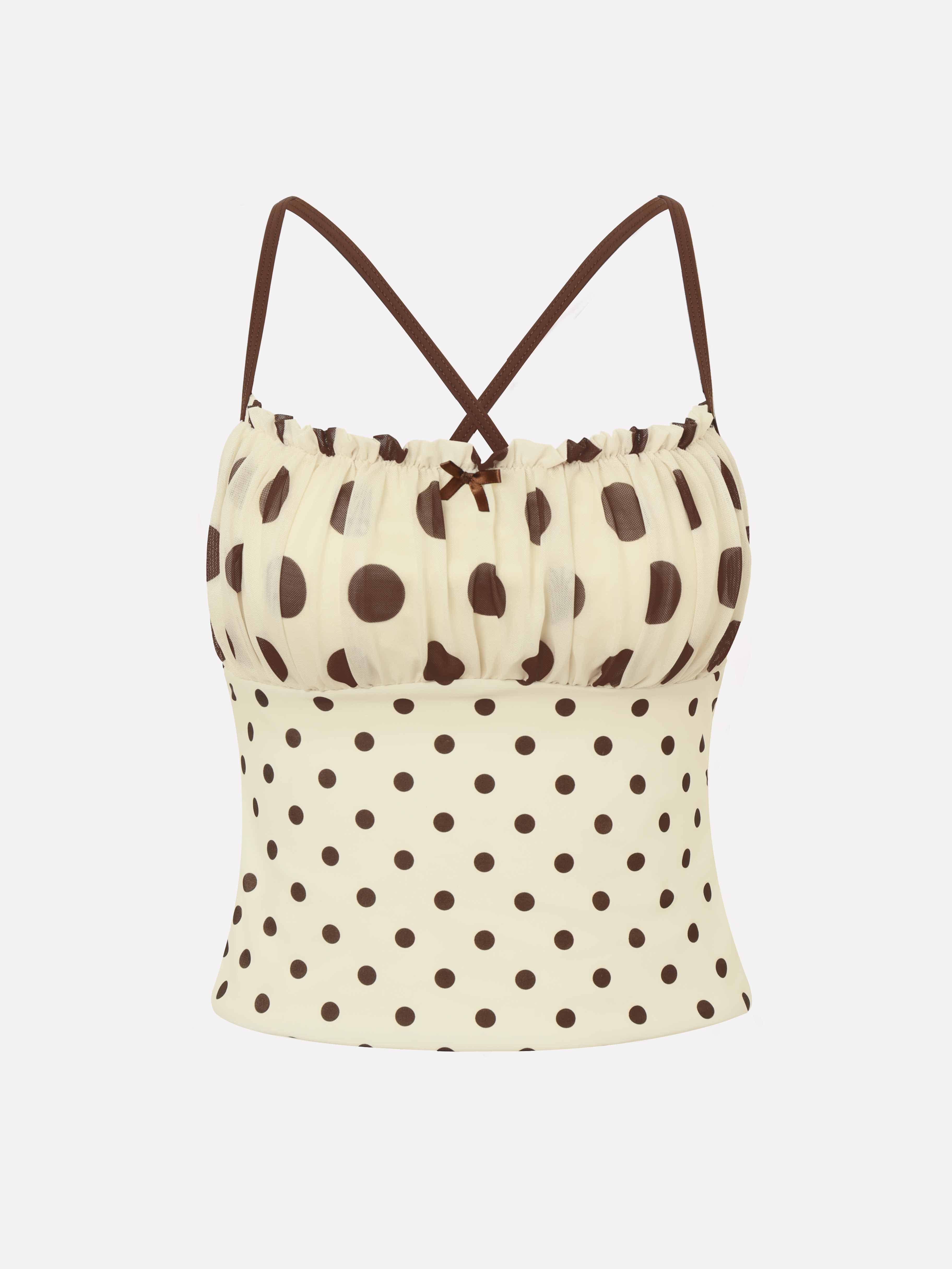 Dorea Polka Dot Bow Tankini Top