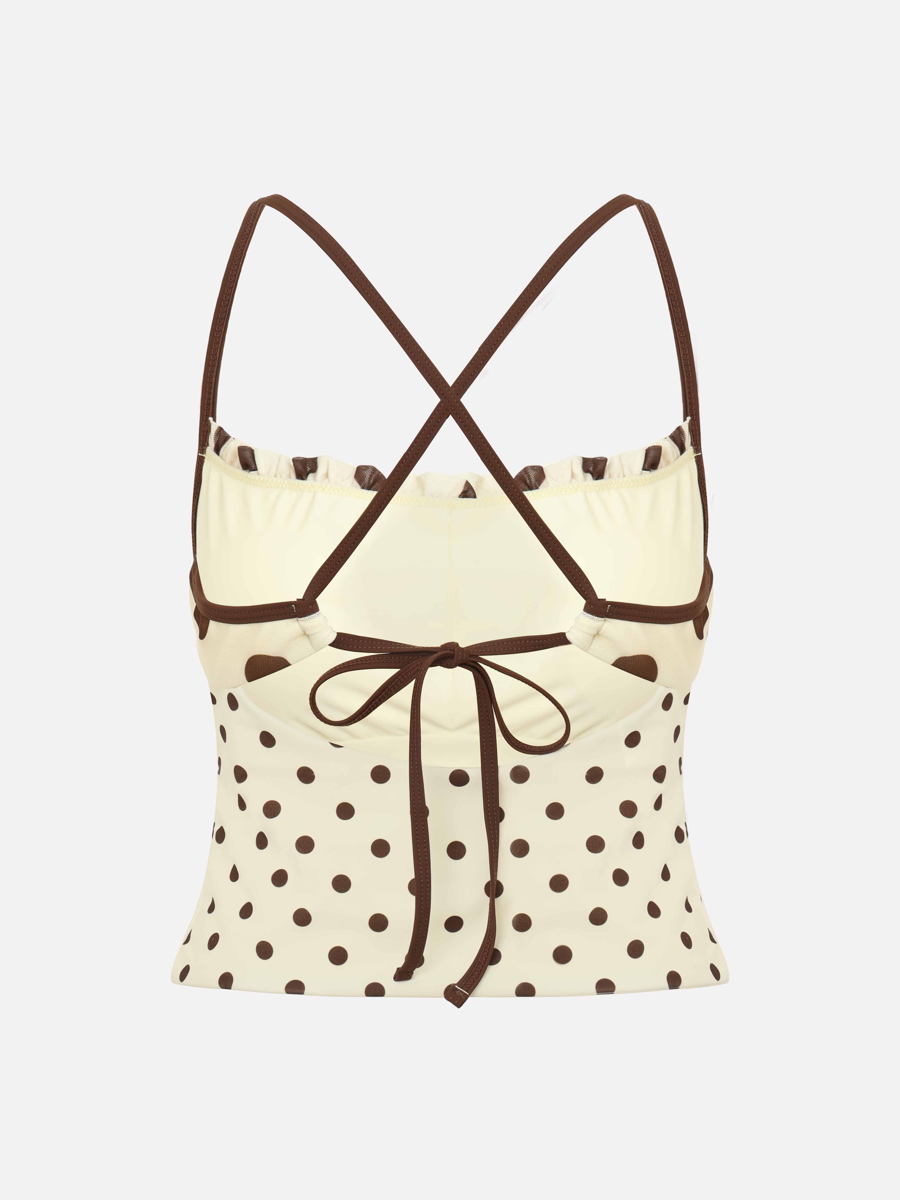 Dorea Polka Dot Bow Tankini Top
