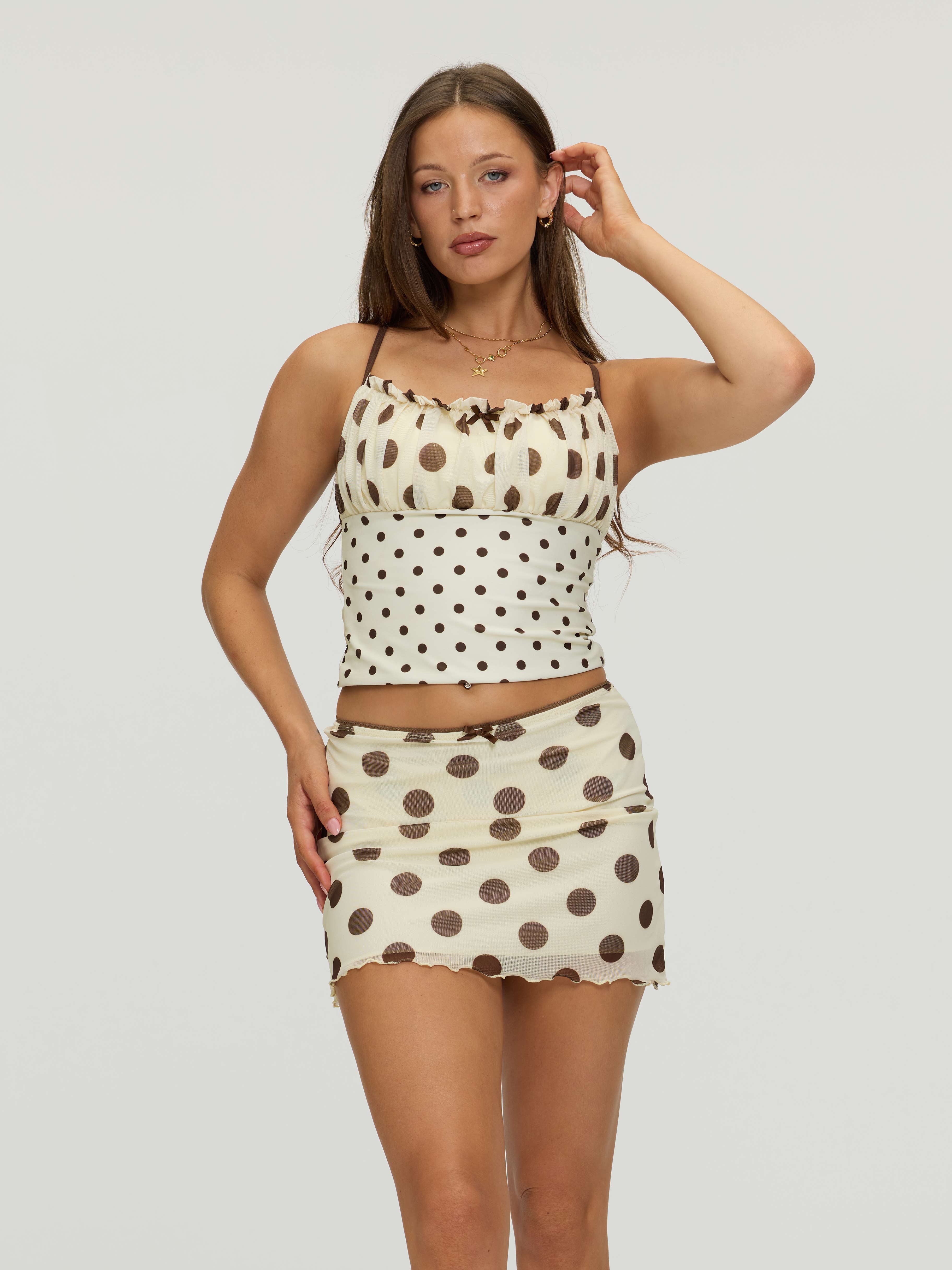 Dorea Polka Dot Bow Beach Skirt Cover-Up
