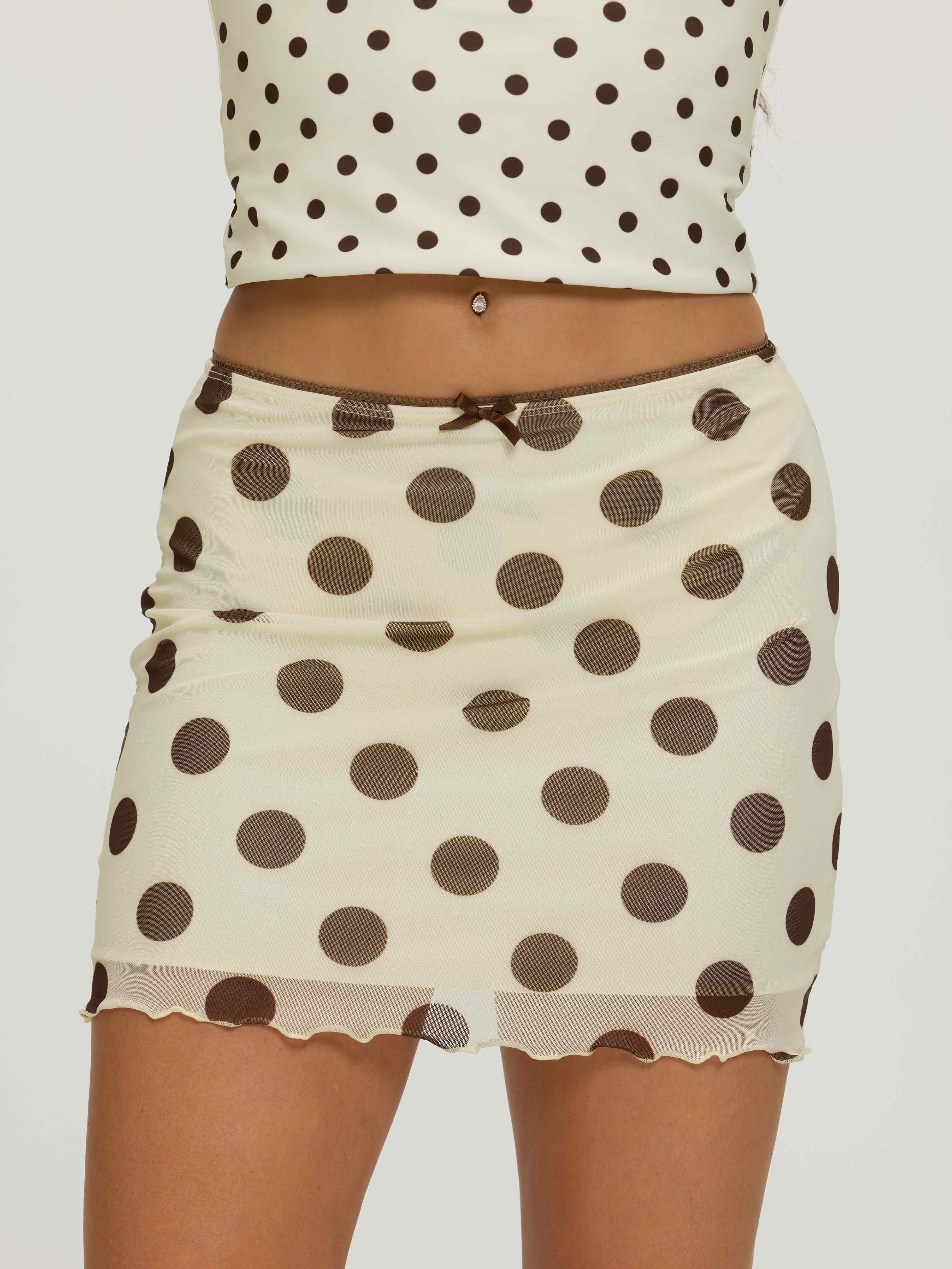 Dorea Polka Dot Bow Beach Skirt Cover-Up
