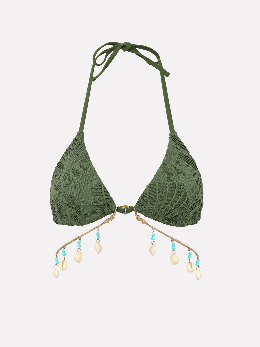 Nerina Shell Beaded Halter Bikini Top