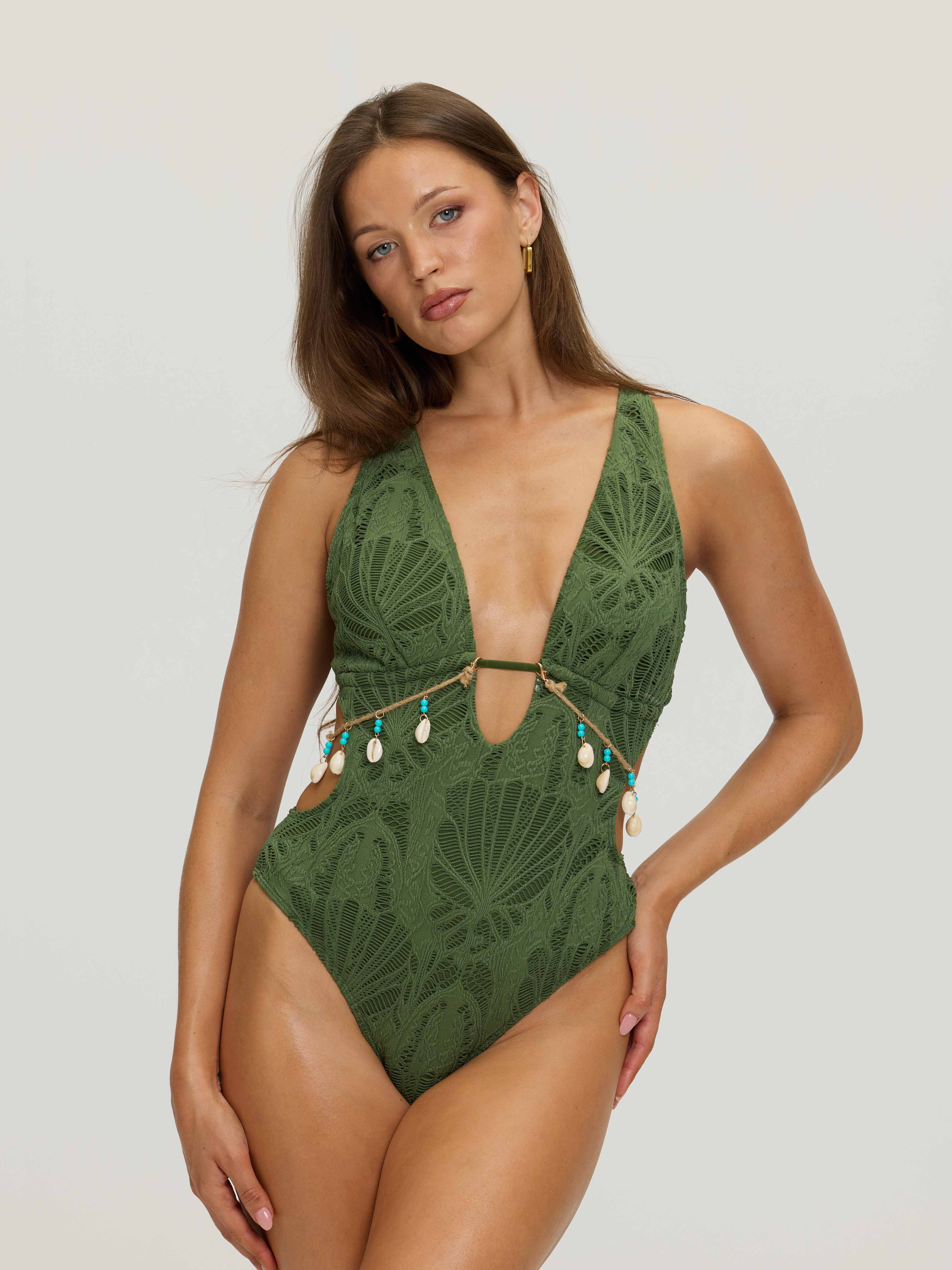Nerina Shell Beaded One-Piece Swimsuit