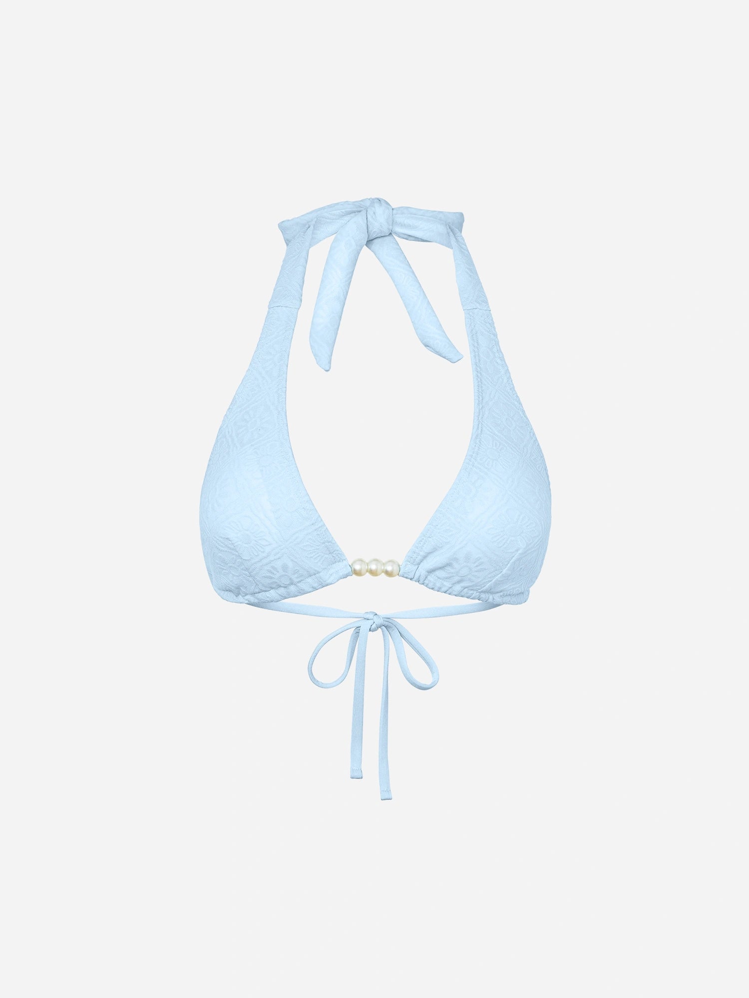 Solara Pearl Halter Bikini Top-Blue