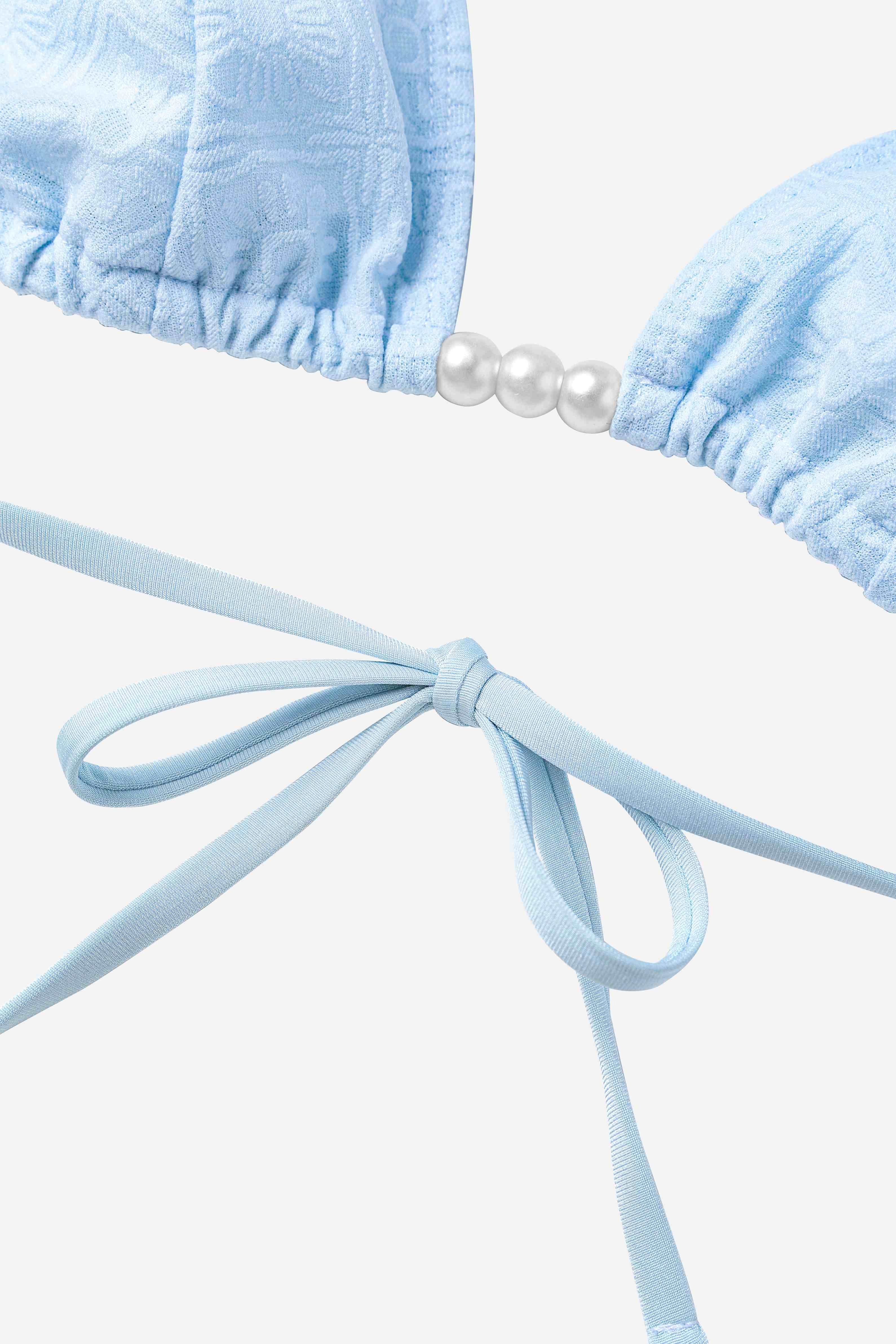 Solara Pearl Halter Bikini Top-Blue