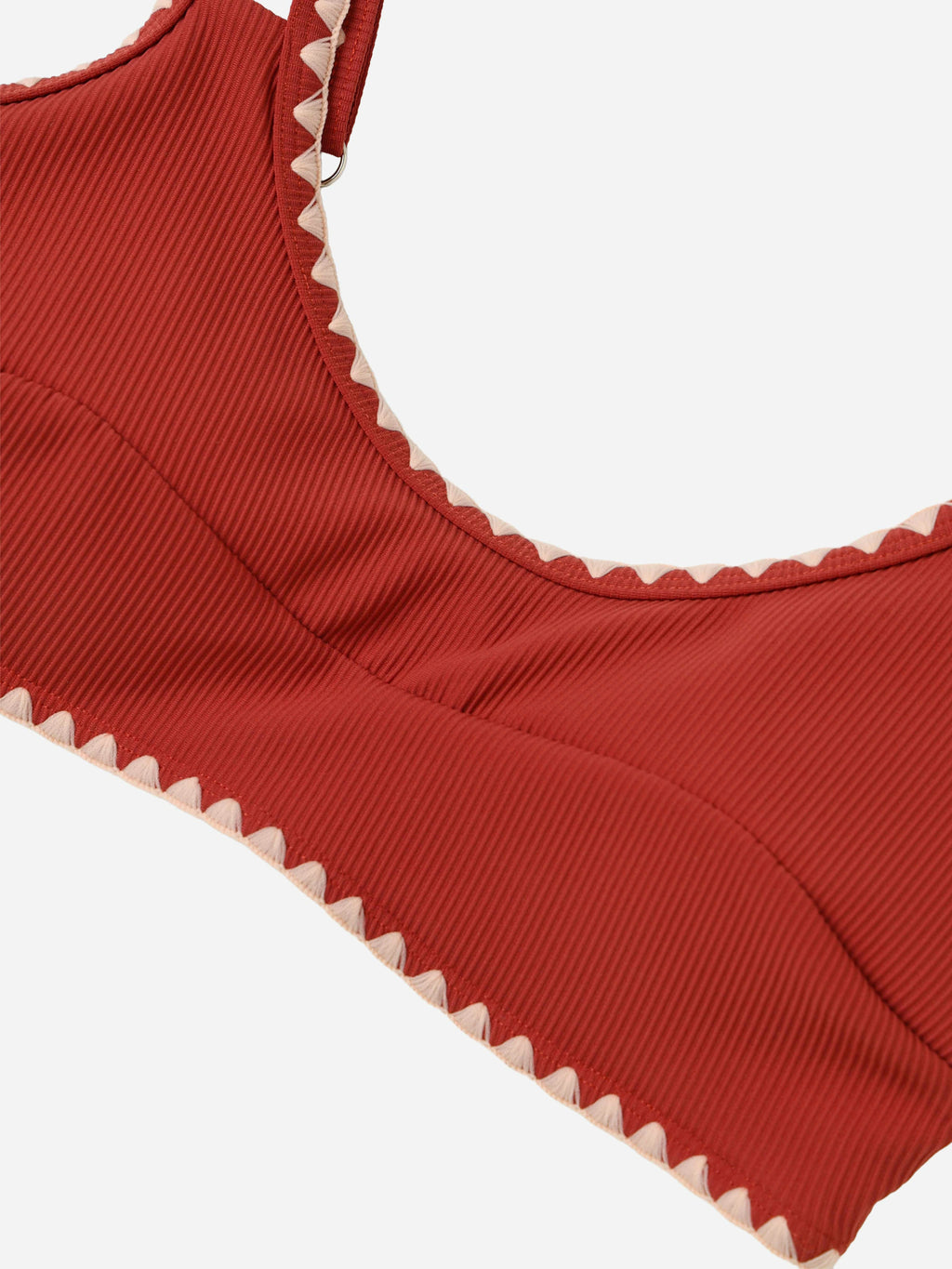 Serra Contrast Scalloped Bikini Top-Brick Red
