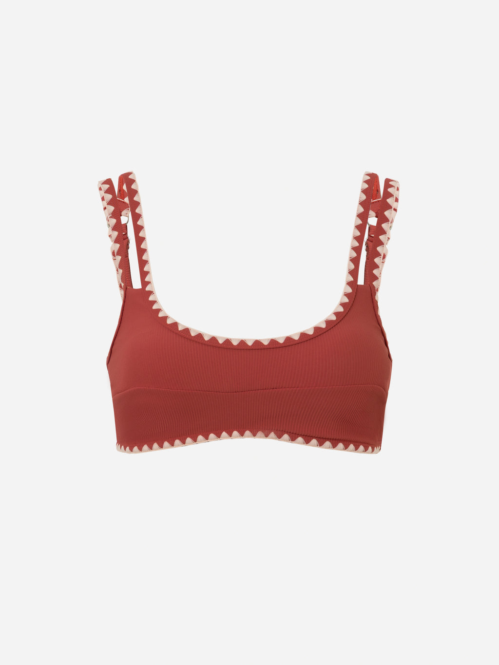 Serra Contrast Scalloped Bikini Top-Brick Red