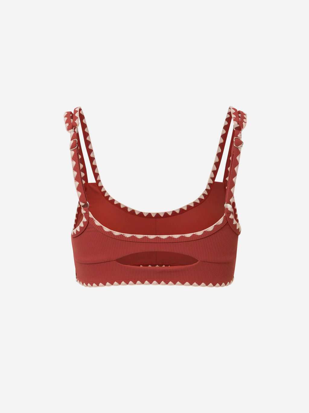 Serra Contrast Scalloped Bikini Top-Brick Red