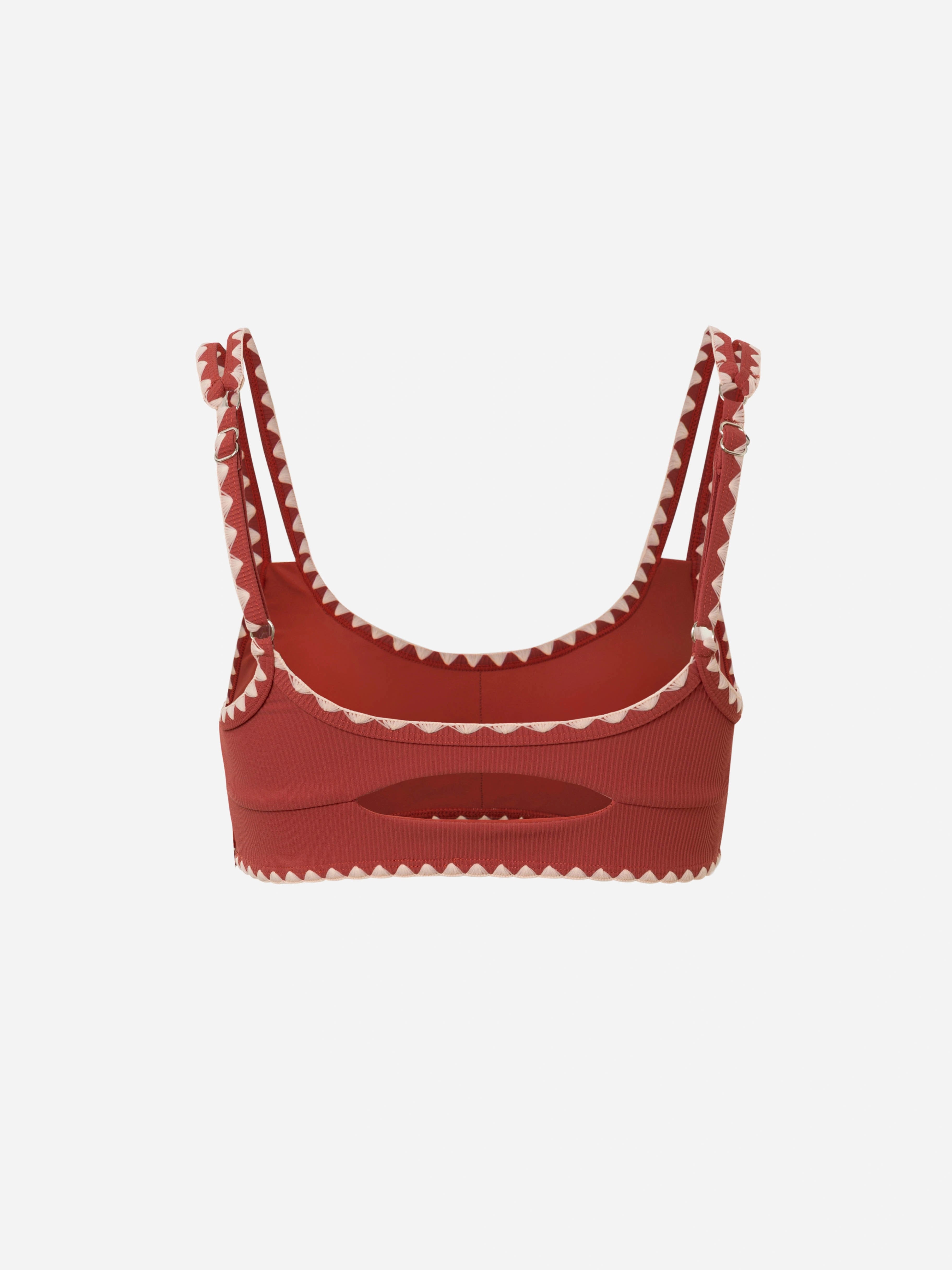 Serra Contrast Scalloped Bikini Top-Brick Red