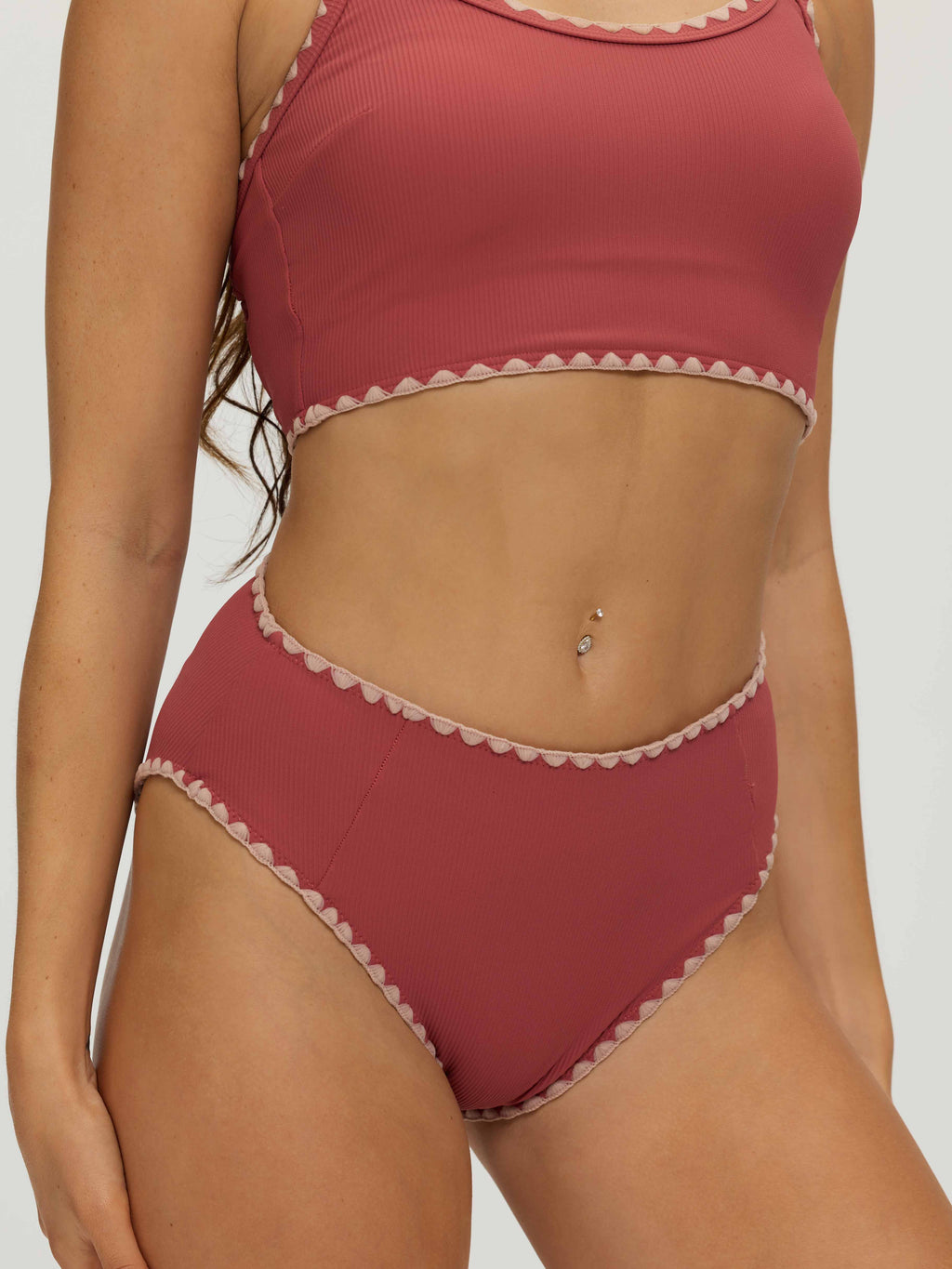 Serra Contrast Scalloped Bikini Bottom