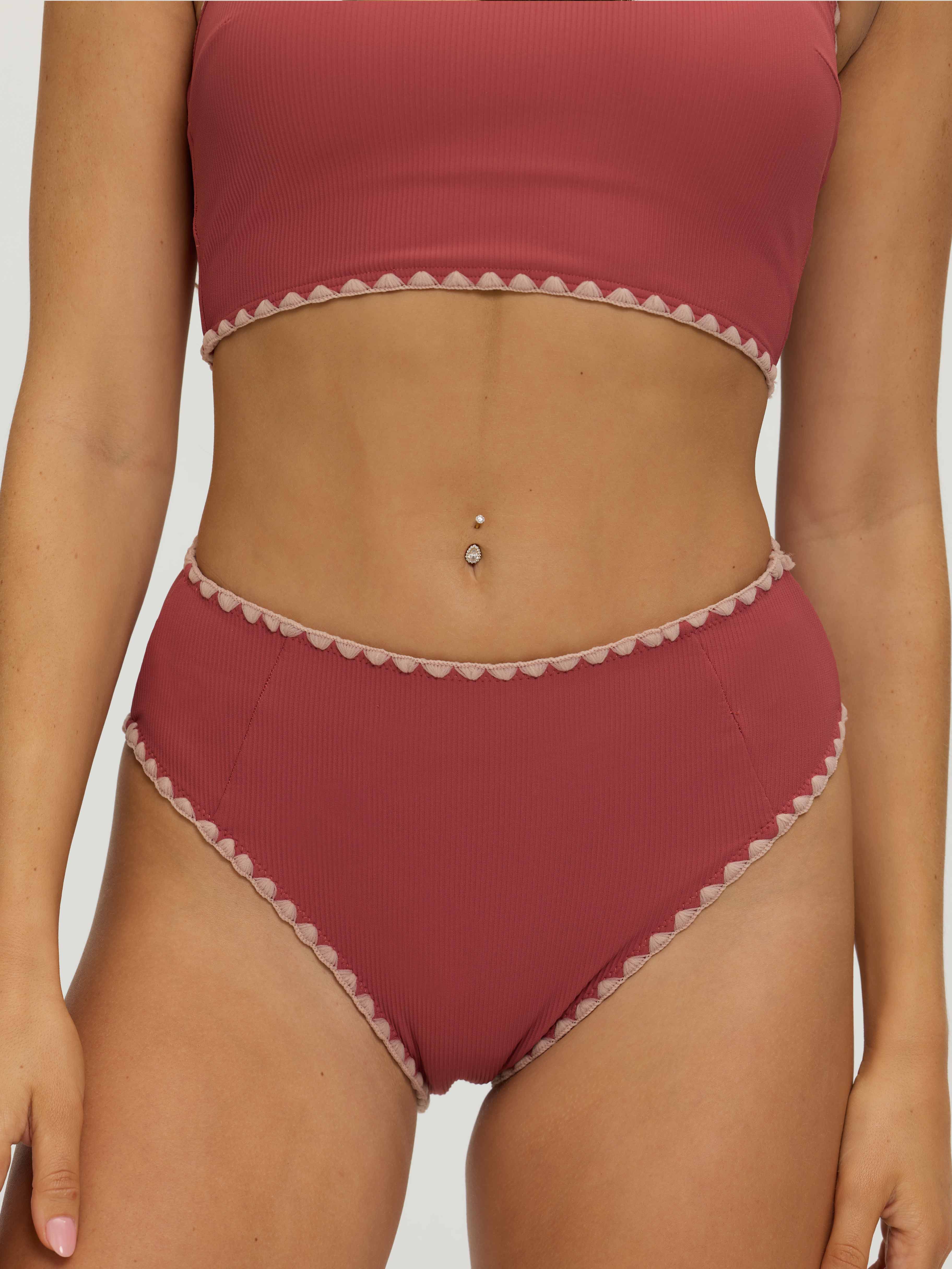 Serra Contrast Scalloped Bikini Bottom