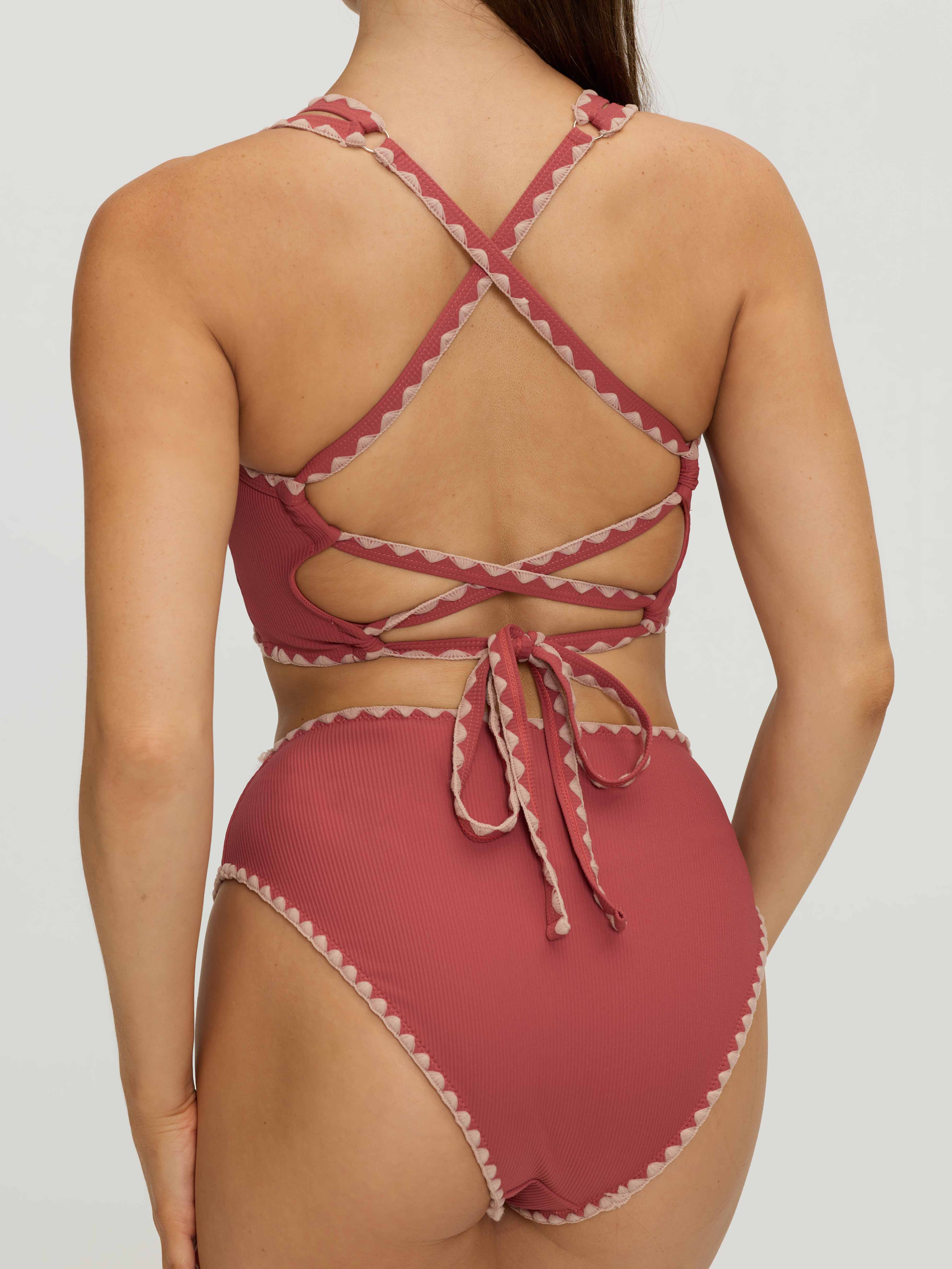 Serra Contrast Scalloped Bikini Bottom