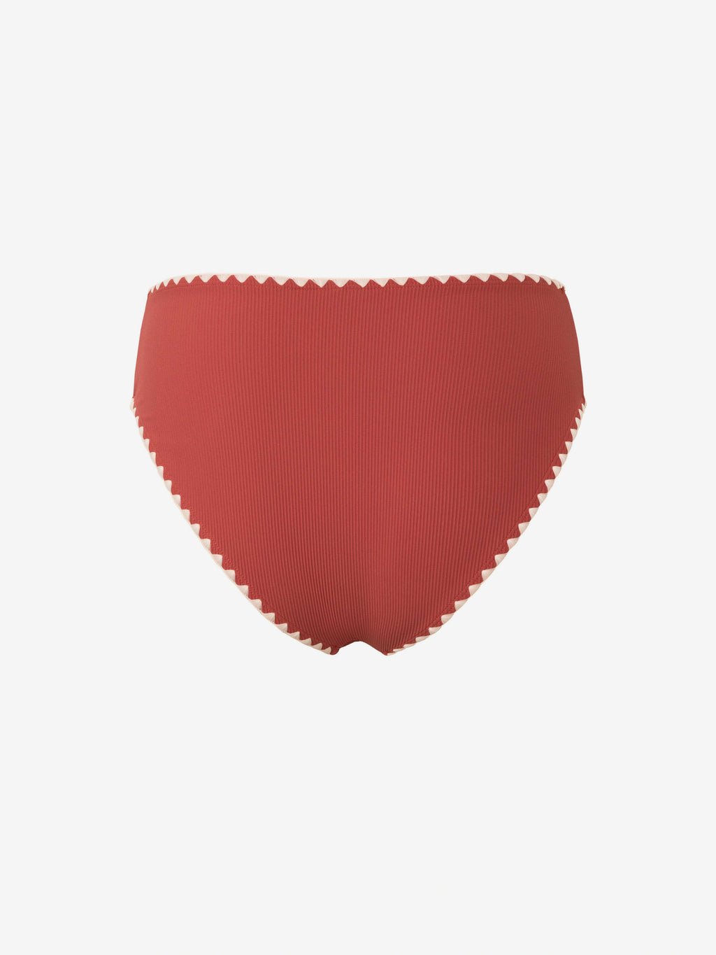 Serra Contrast Scalloped Bikini Bottom-Brick Red
