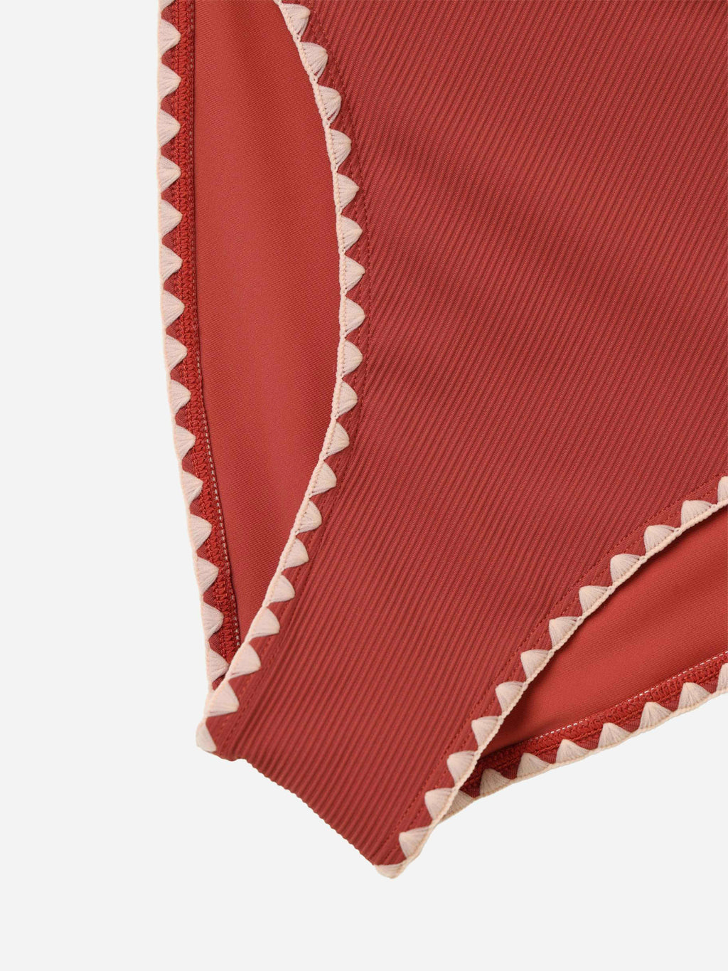 Serra Contrast Scalloped Bikini Bottom-Brick Red