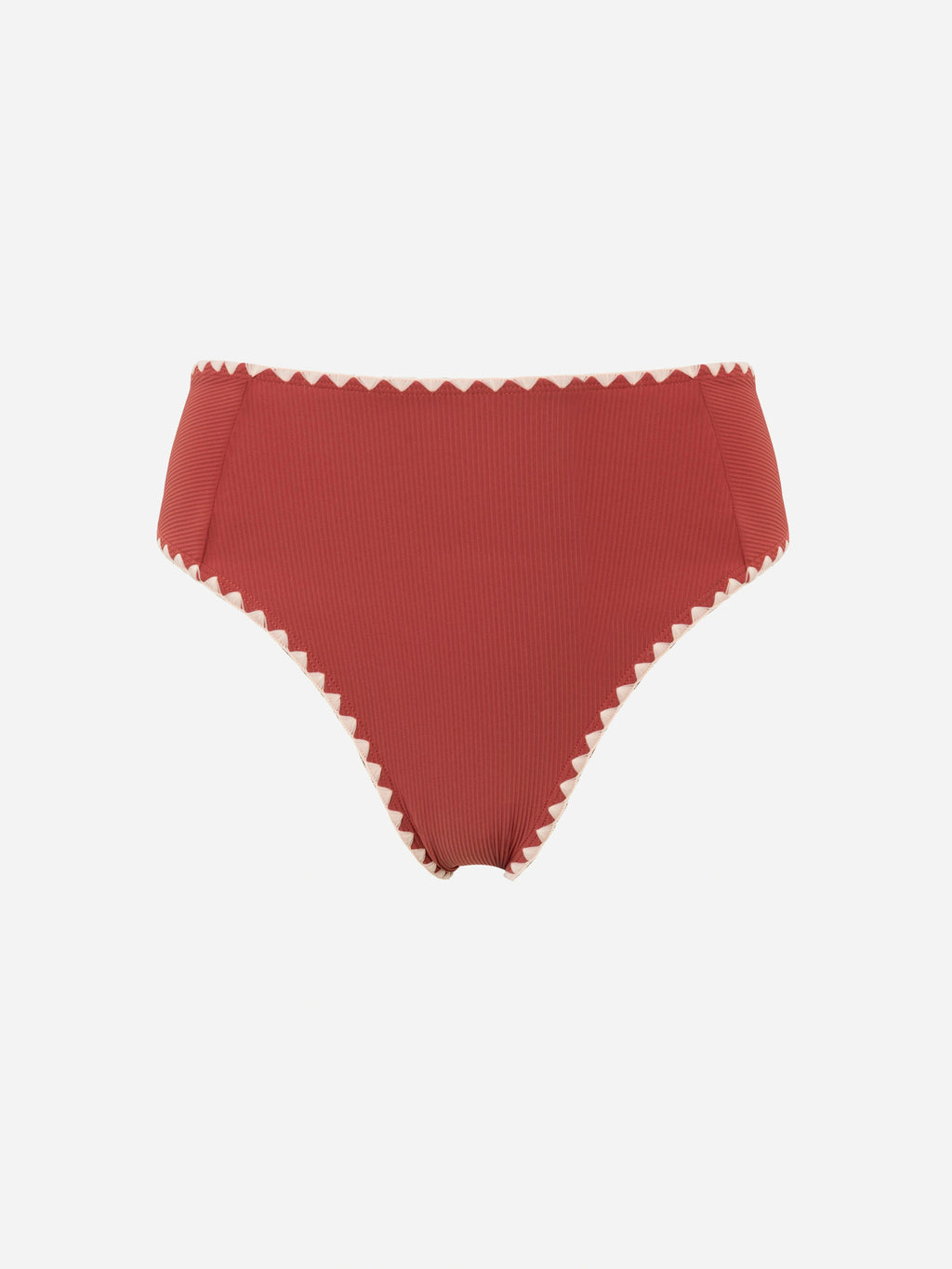 Serra Contrast Scalloped Bikini Bottom-Brick Red