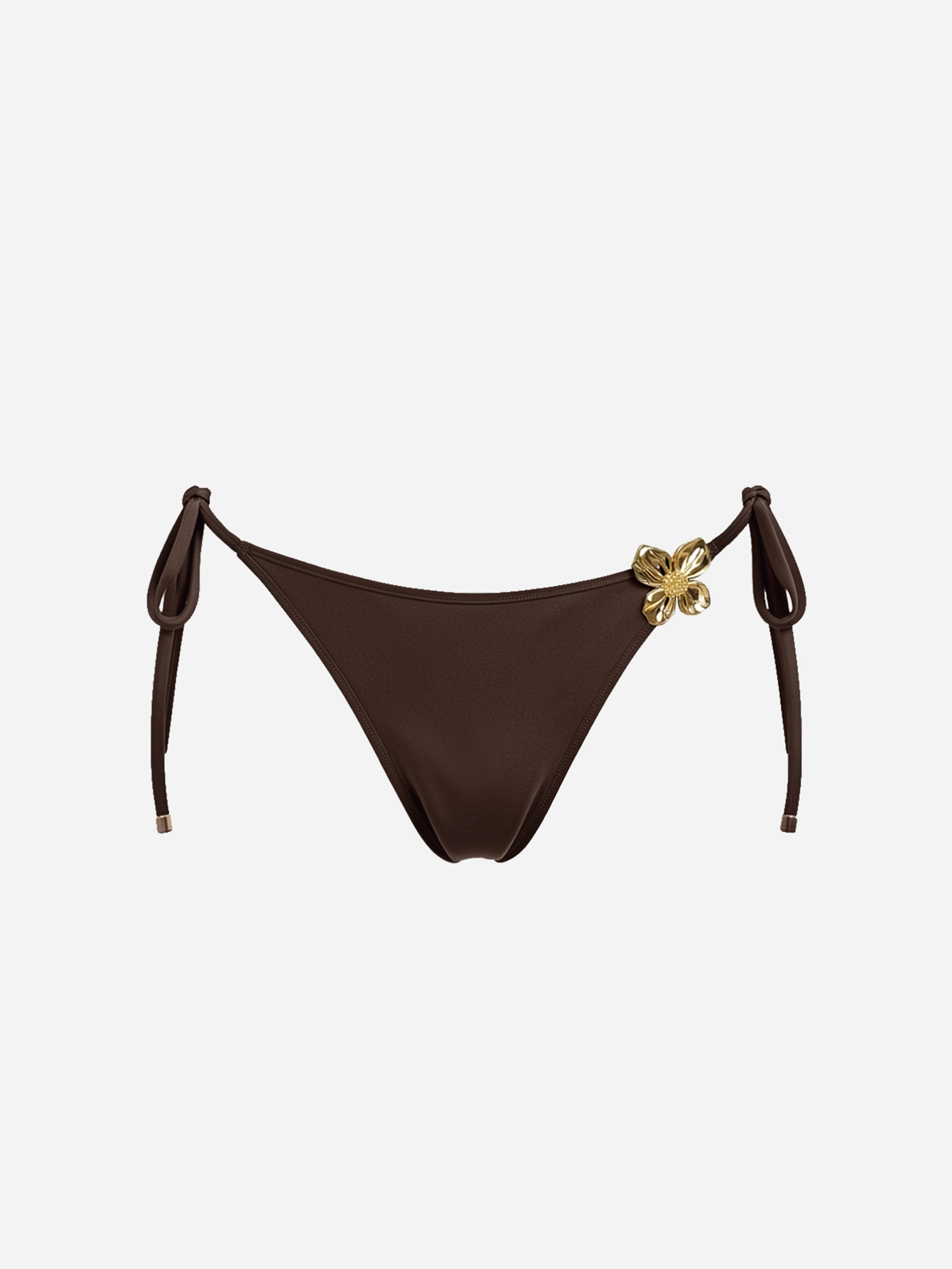 Sable Floral Tie-Side Bikini Bottom-Brown