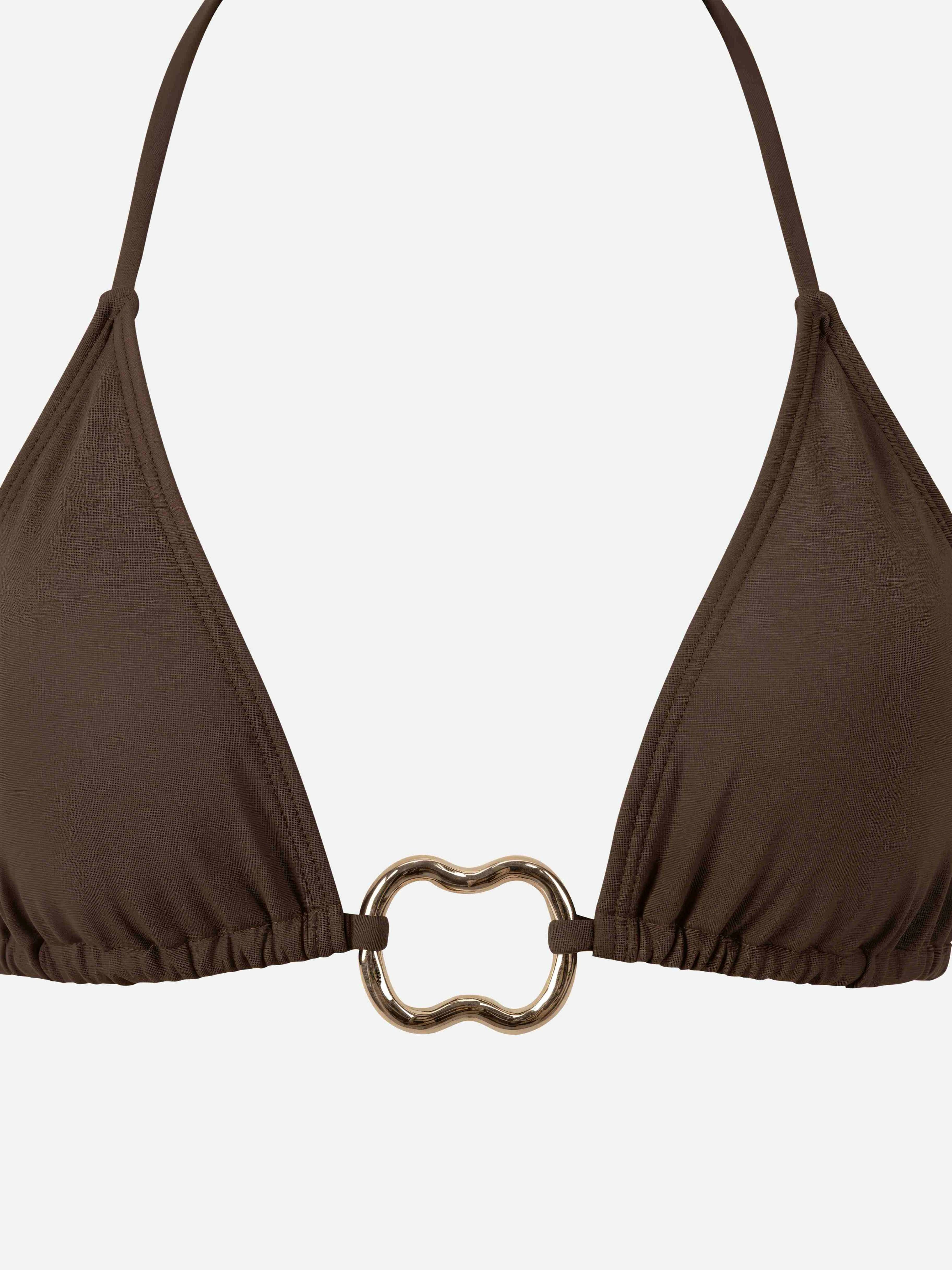 Sable Ring Halter Bikini Top-Brown