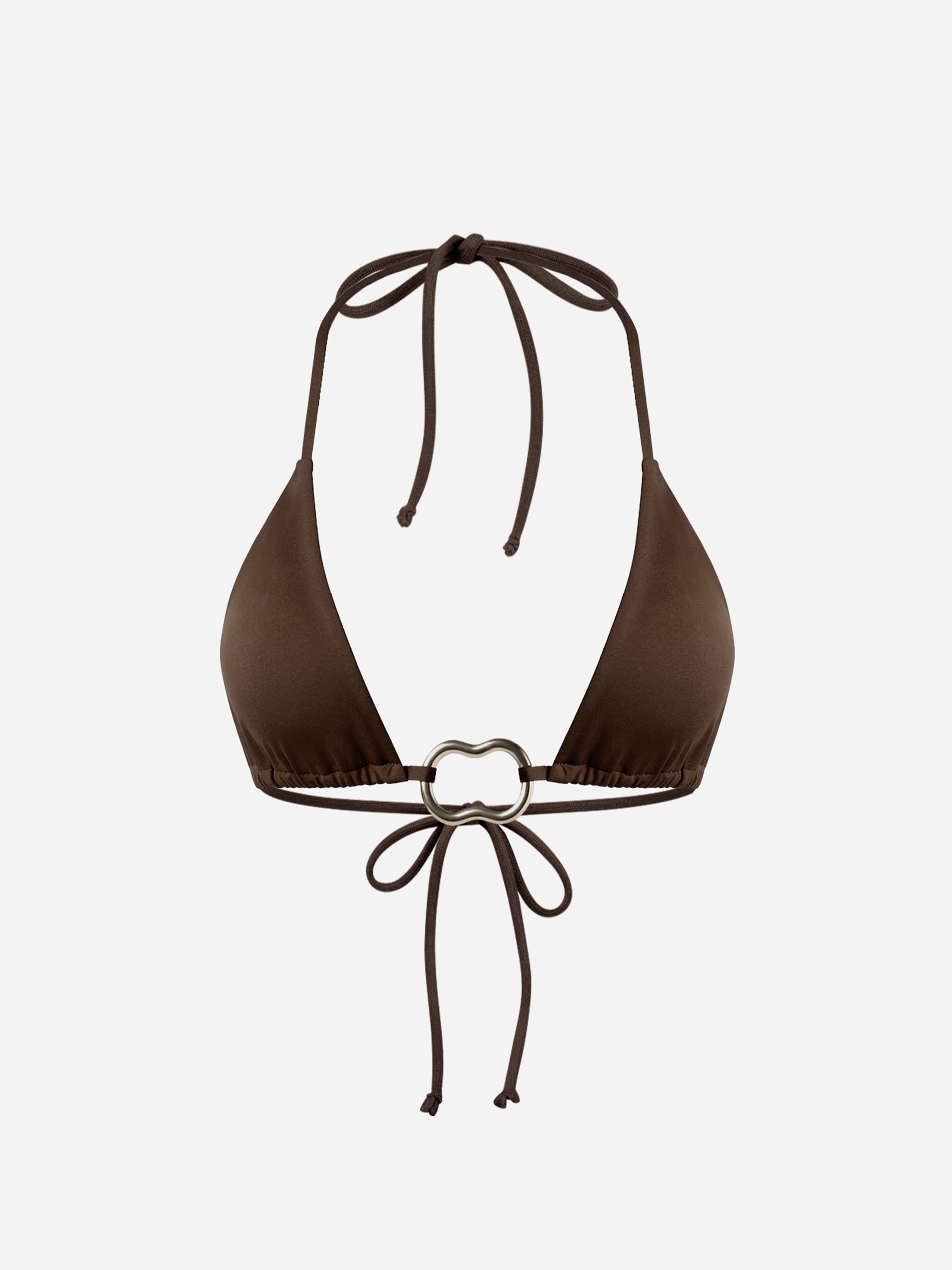 Sable Ring Halter Bikini Top-Brown