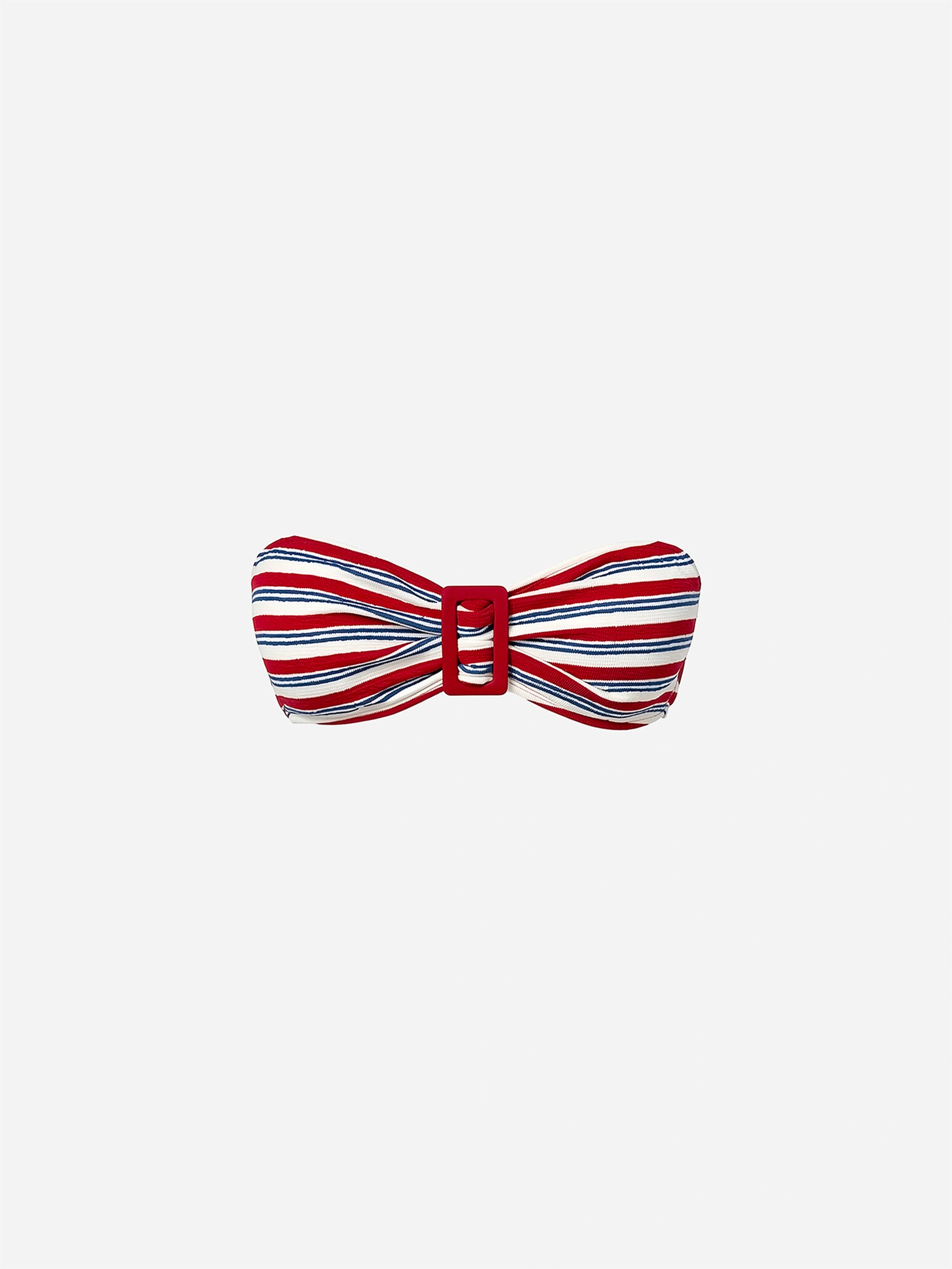 Marée Striped Bandeau Bikini Top-Red