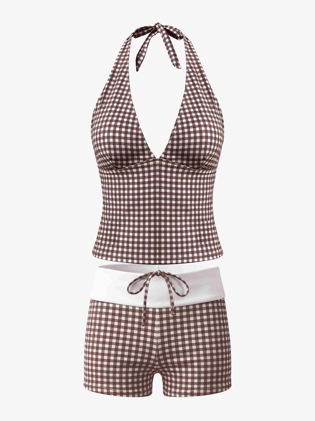 Citria Check Halter Tankini Set