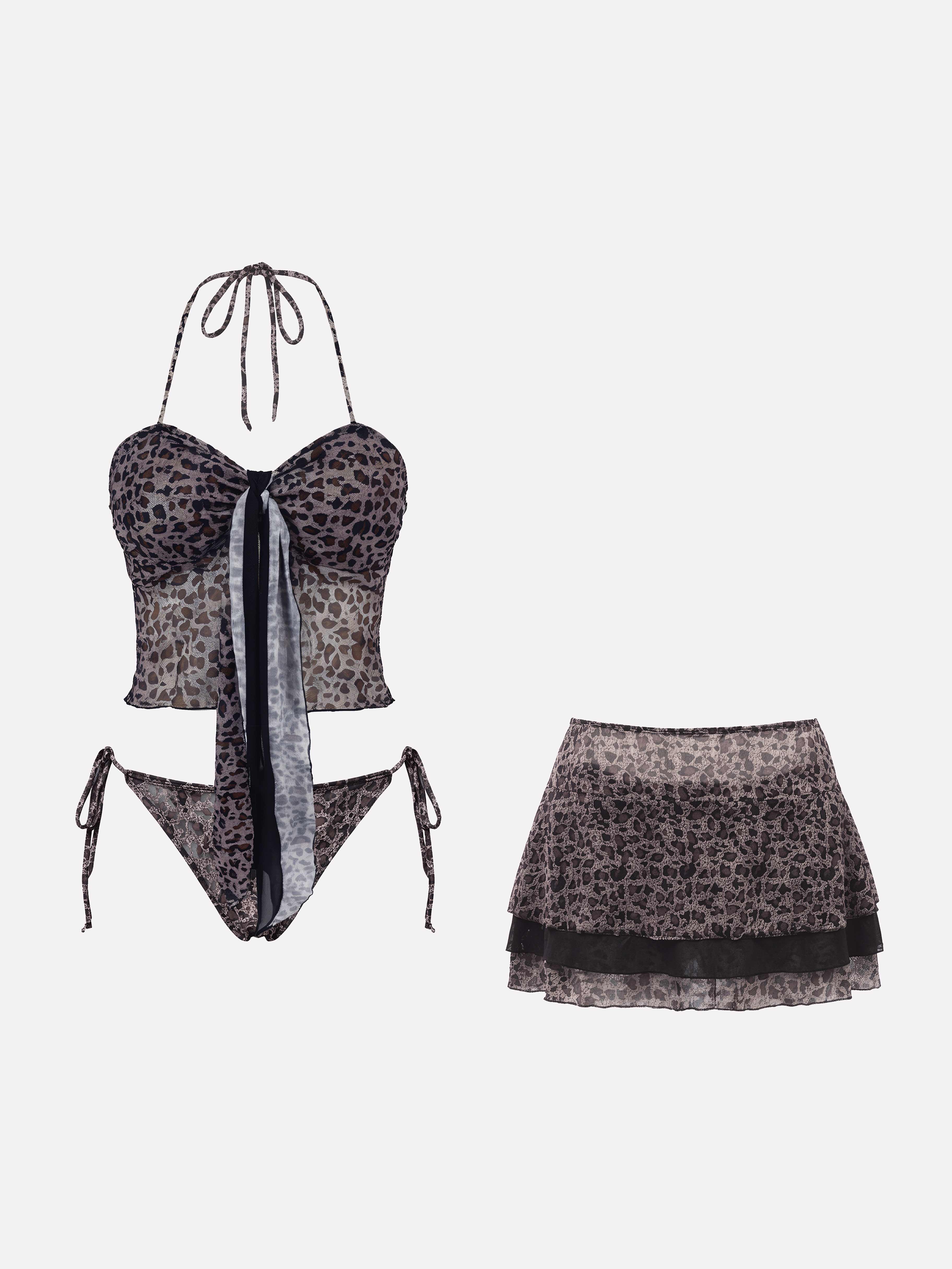 Savara Leopard Halter Tankini Set