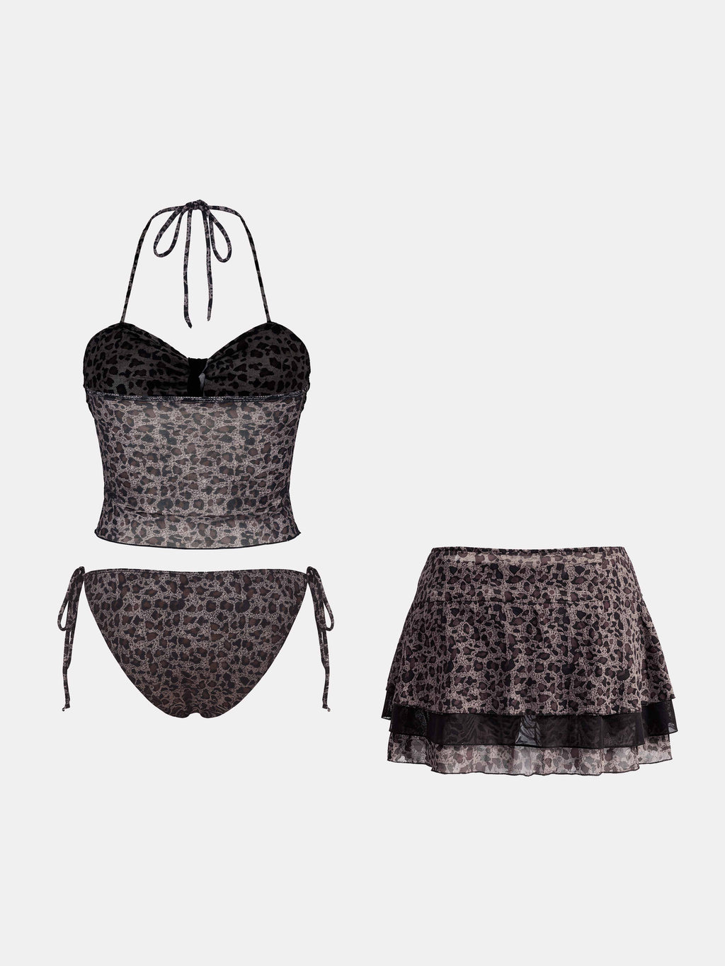 Savara Leopard Halter Tankini Set