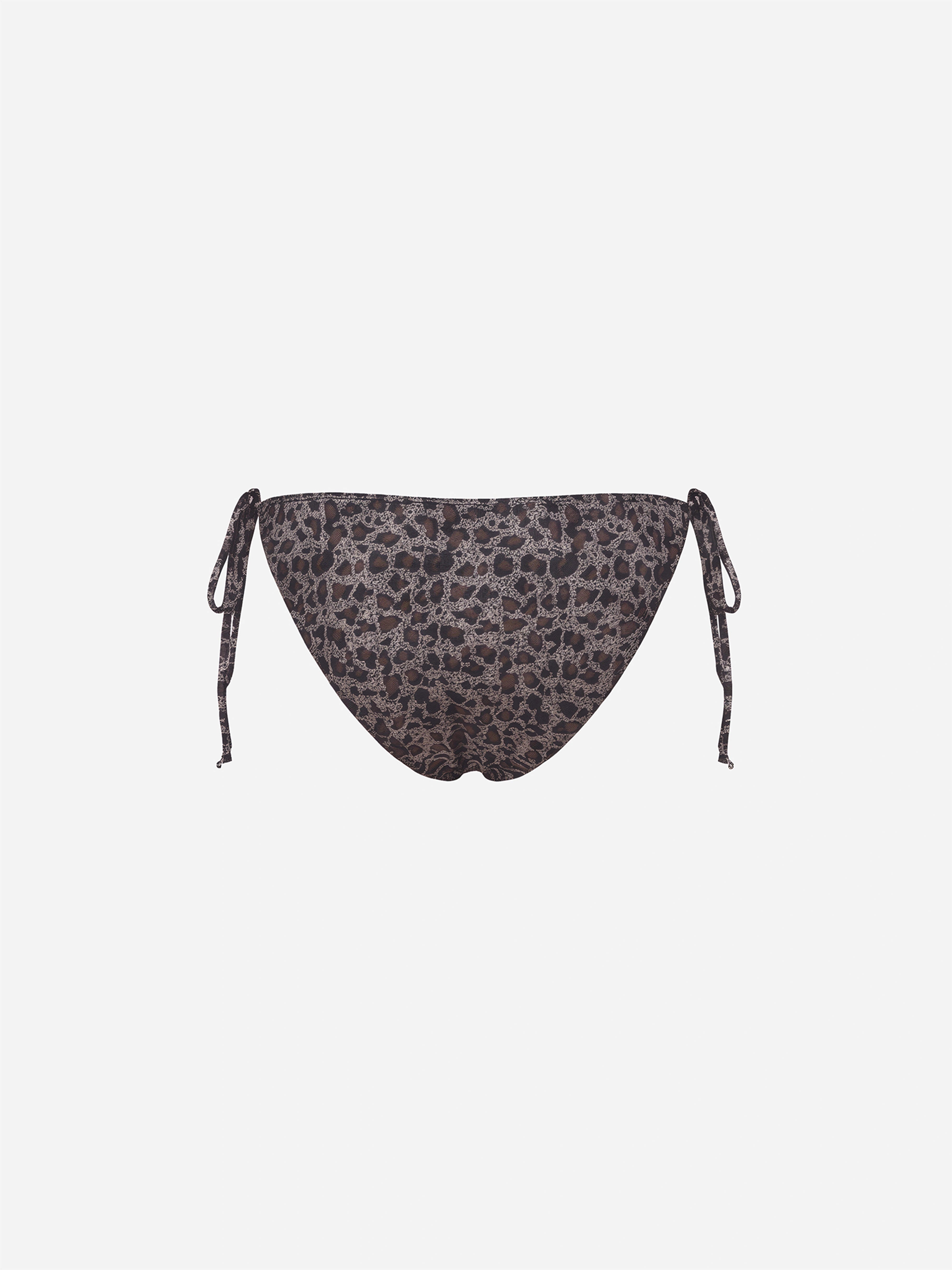 Savara Leopard Tie-Side Bikini Bottom-Camel